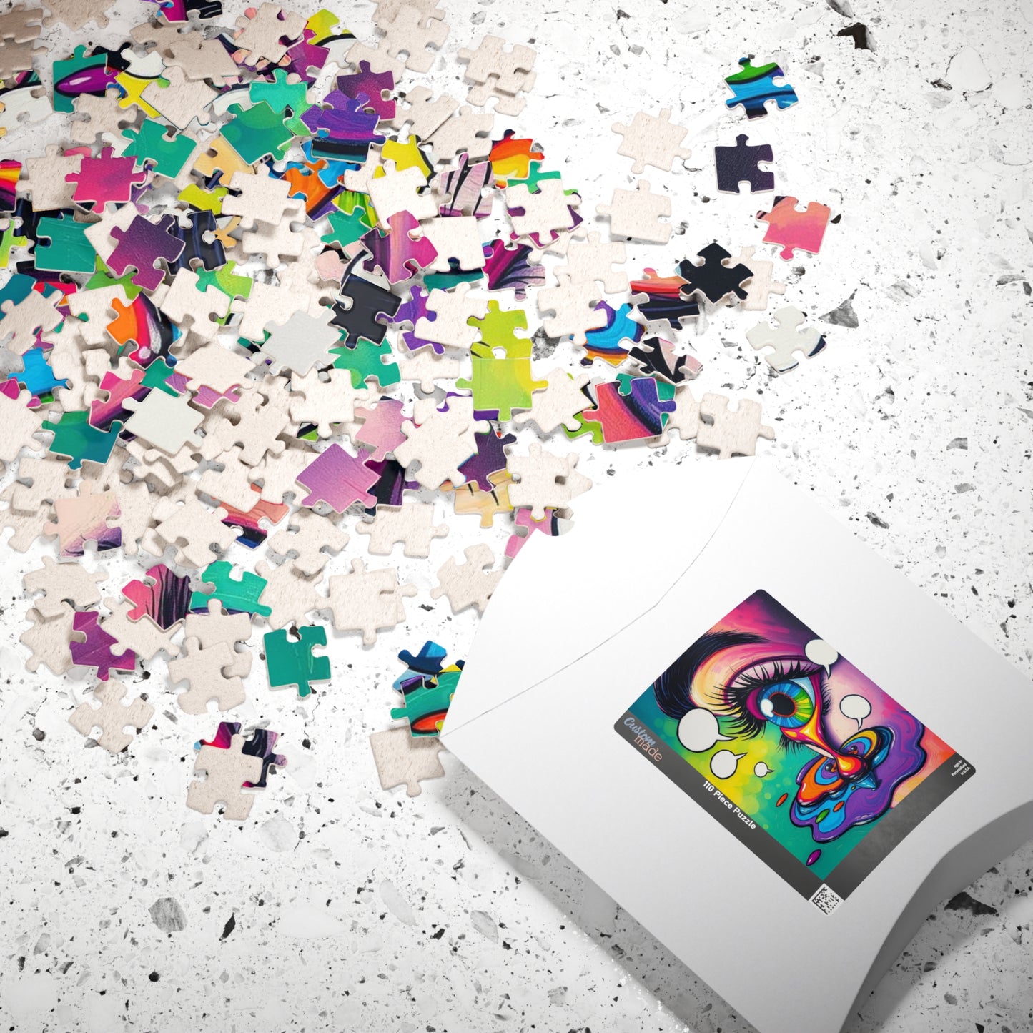 Comic Eye Jigsaw Puzzle - Vibrant Pop Art Jigsaw Game for Adults, Multicolored Tears Speech Bubbles, Family Home Entertainment Brain Teaser Puzzle The Puzzle Chest