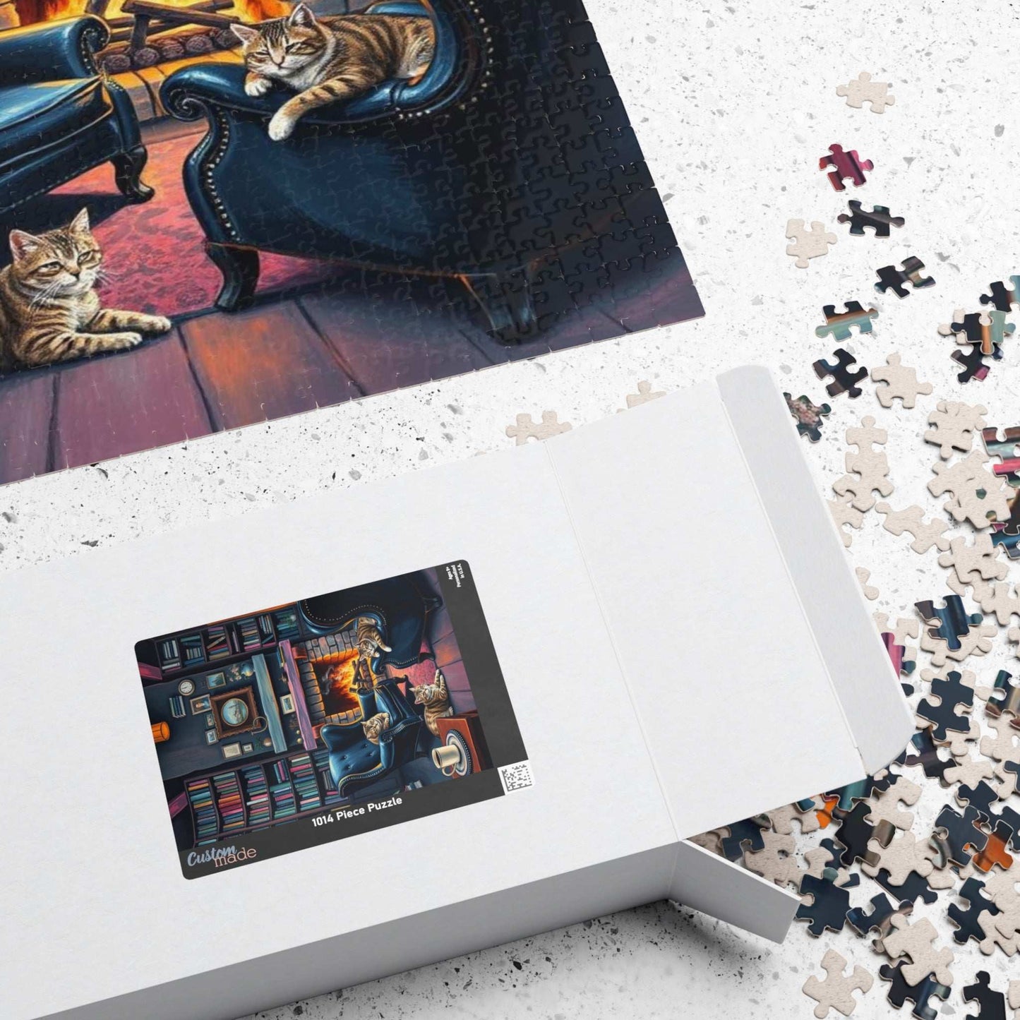 Cozy Cat-Themed Reading Room Puzzle - Home Library Jigsaw Game Perfect for Cat Lovers, Family Fun, Bookish Gift Idea, Quiet Leisure Activity Puzzle The Puzzle Chest