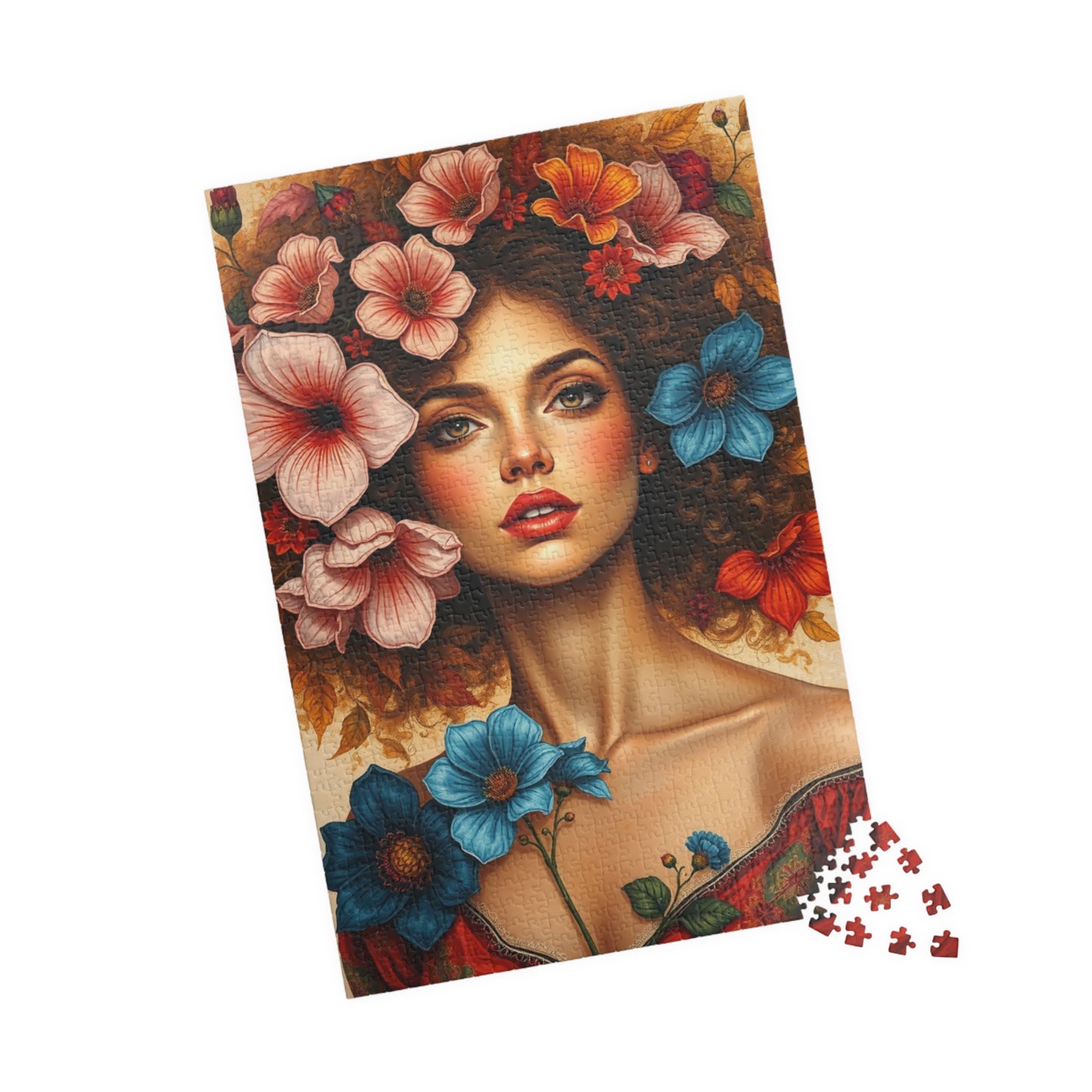 Floral Woman Puzzle, Portrait Art Jigsaw Puzzle for Adults, Unique Gift for Friends, Home Entertainment, Mindfulness Game, Relaxing Activity Puzzle The Puzzle Chest