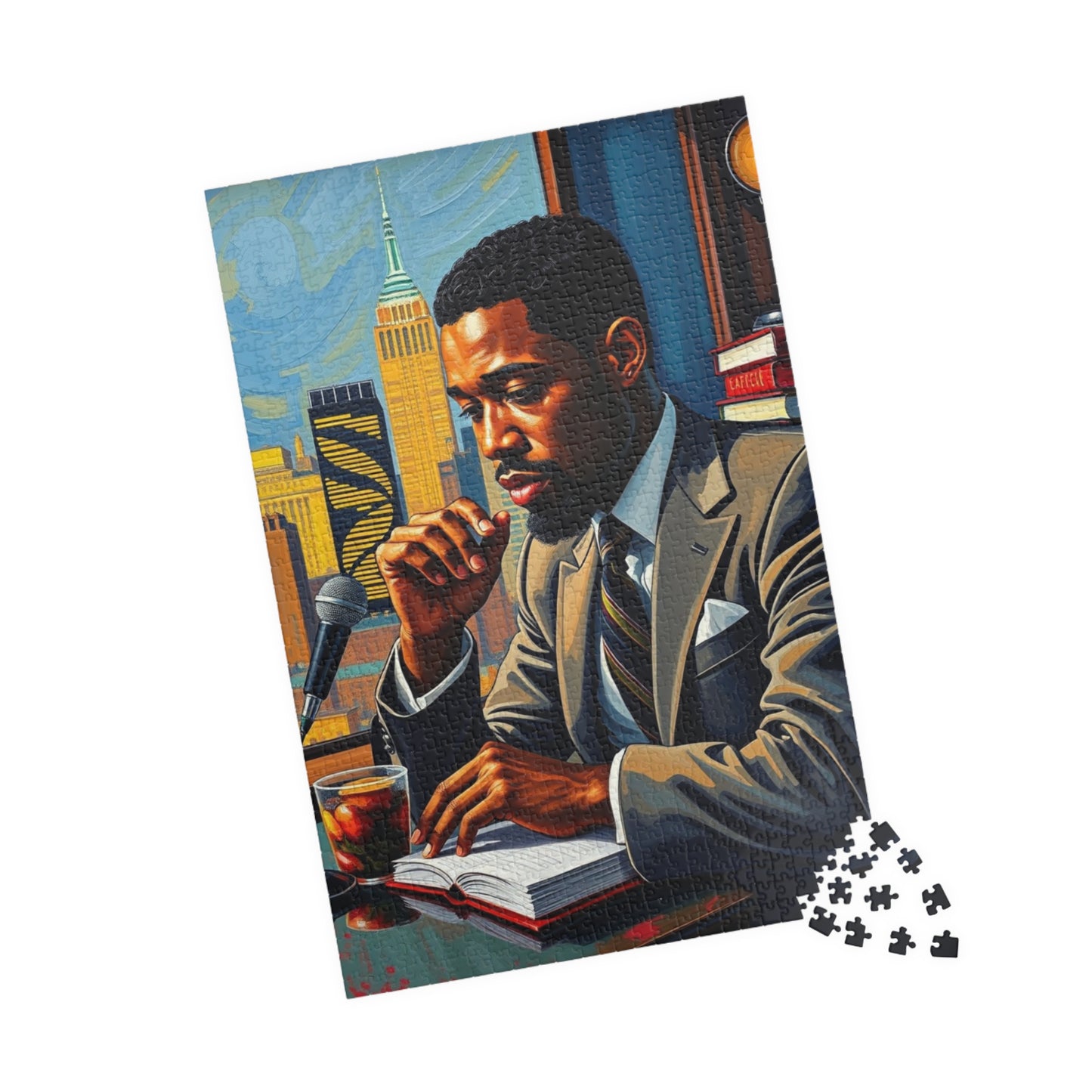 Black Art Puzzle, African American Poet at Café, Afrocentric Jigsaw Game for Adult, Solo or Family Fun, Holiday Gift for Puzzle Enthusiasts Puzzle The Puzzle Chest