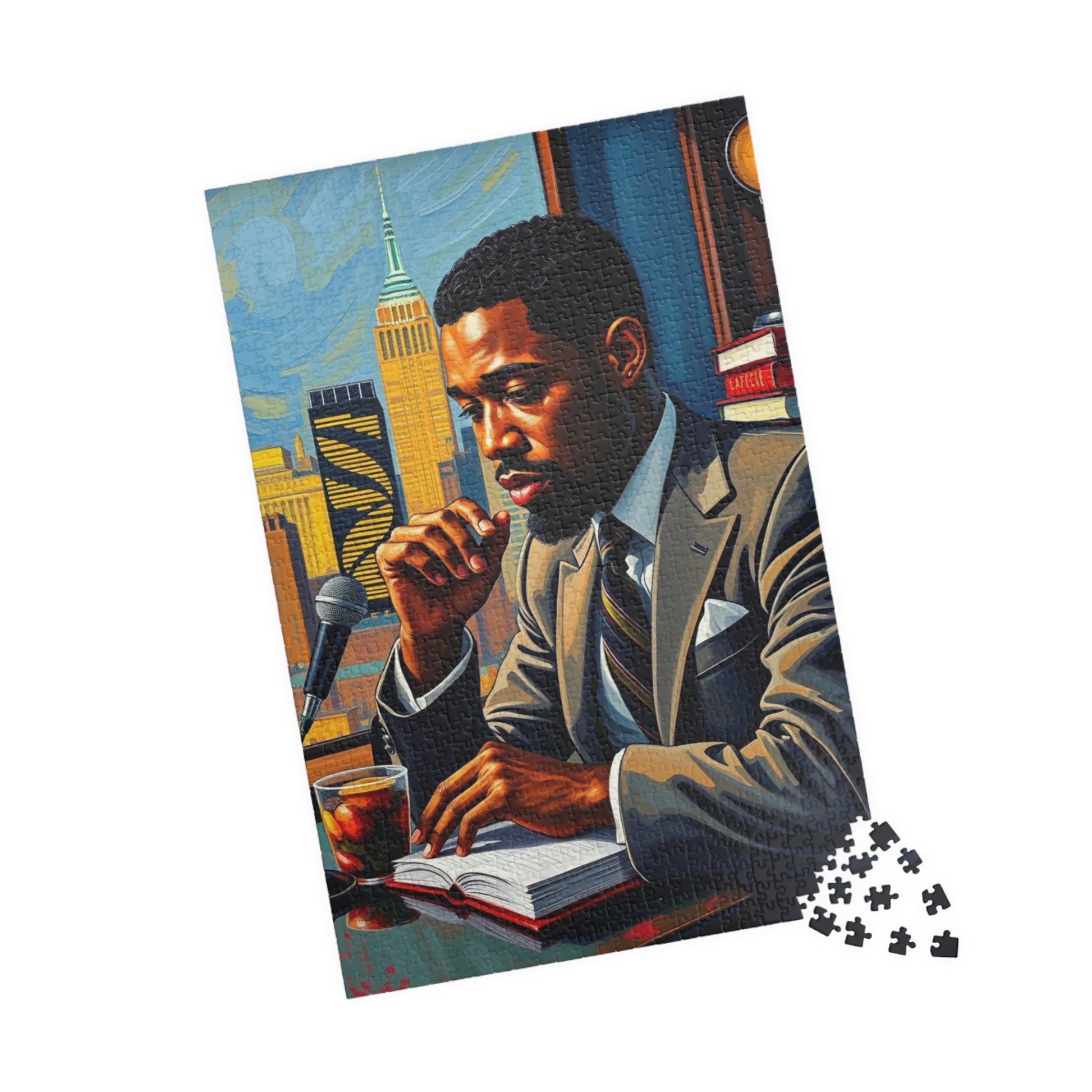Black Art Puzzle, African American Poet at Café, Afrocentric Jigsaw Game for Adult, Solo or Family Fun, Holiday Gift for Puzzle Enthusiasts Puzzle The Puzzle Chest