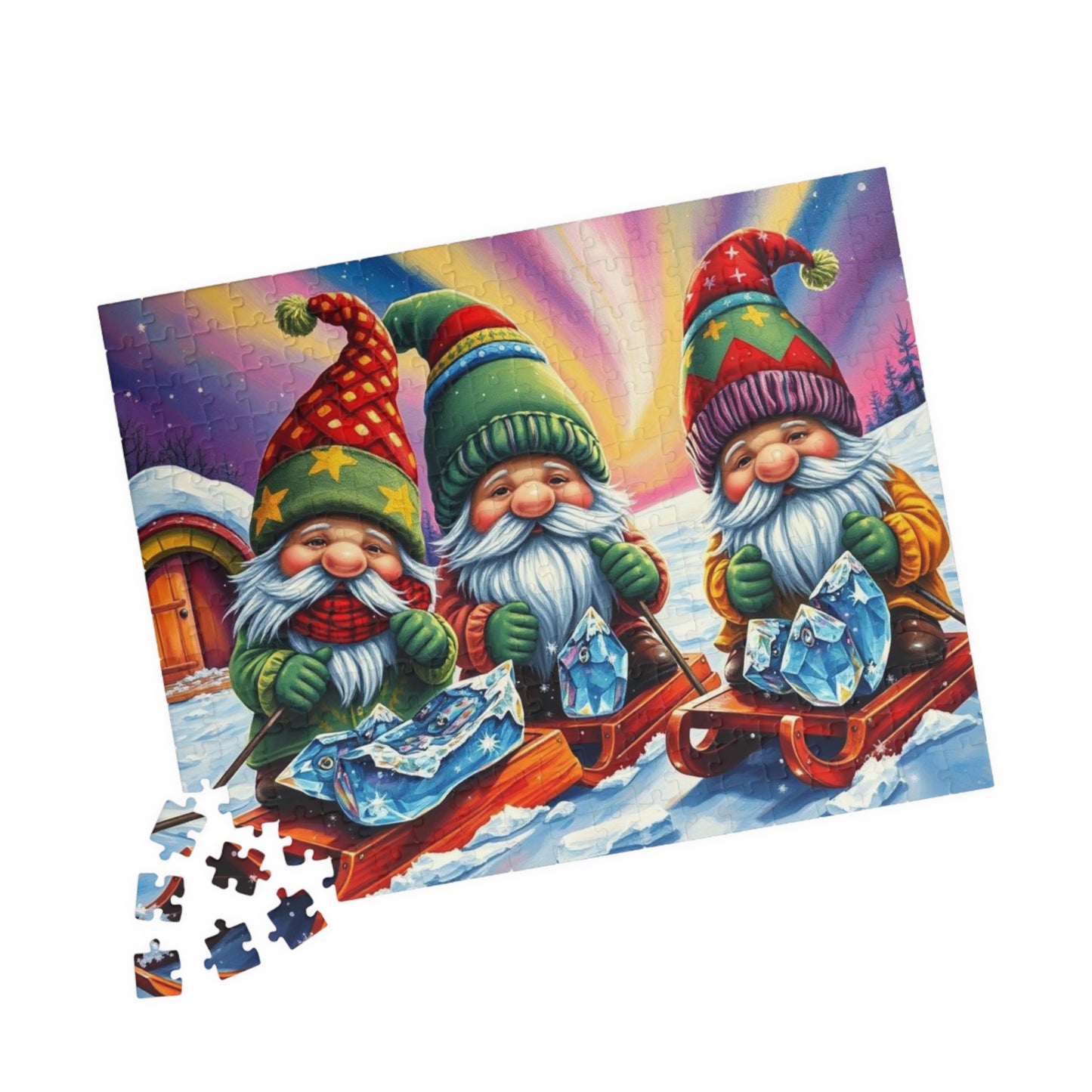 Gnome Ice Fishing Retreat Jigsaw Puzzle, 110-1014-Piece Christmas Jigsaw for Family Fun, Seasonal Decor, Holiday Gift, Festive Activity