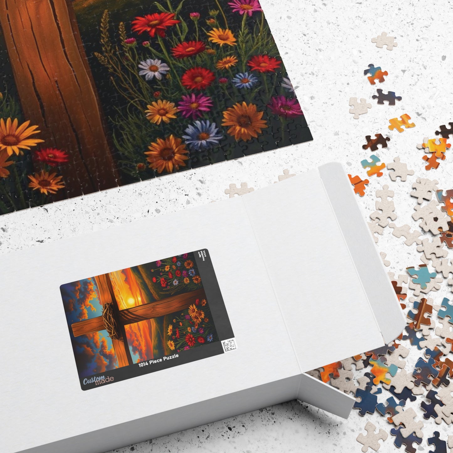 Crown of Thorns Cross Puzzle, Sunset Scene with Symbolic Christian Art, Religious Faith-Based Jigsaw Game, Inspirational Puzzle Lover Gift