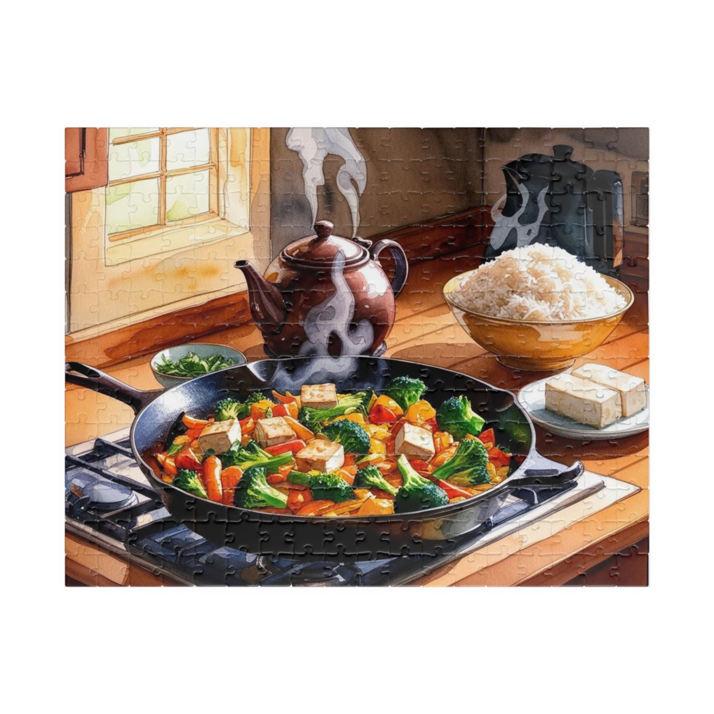 Cozy Kitchen Scene Jigsaw Puzzle, Food Lover Gift for Friend Cooking Enthusiast, Indoor Activity, Family Game Night, Holiday Present 252 pcs (Horizontal) Puzzle The Puzzle Chest