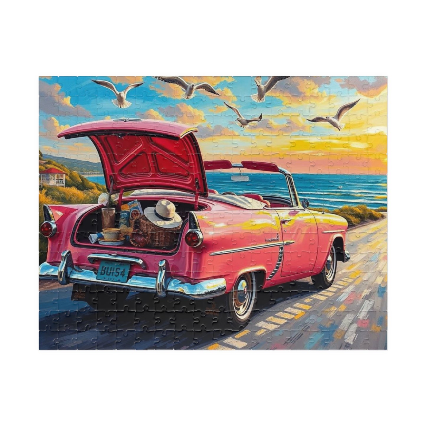 Seaside Summer Getaway Jigsaw Puzzle - Vintage Car, 110-1014 Piece Beach Theme Solo or Family Activity, Ideal Holiday Gift for Car Lover 252 pcs (Horizontal) Puzzle The Puzzle Chest