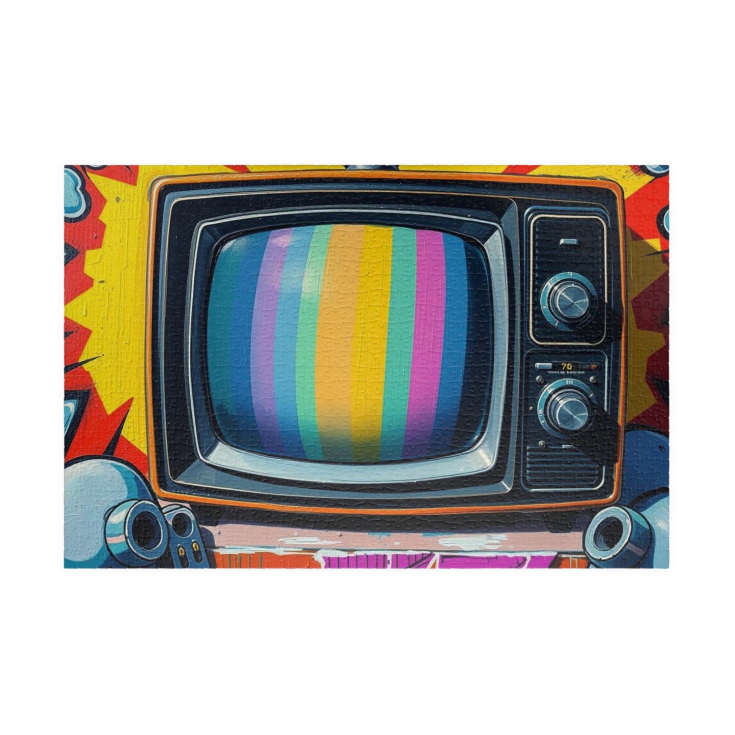 Retro TV Jigsaw Puzzle, Pop Art Design, Puzzle for Adults, Fun Family Activity, Home Entertainment, Gift for Collectors, 110-1014 Pieces 1014 pcs (Horizontal) Puzzle The Puzzle Chest