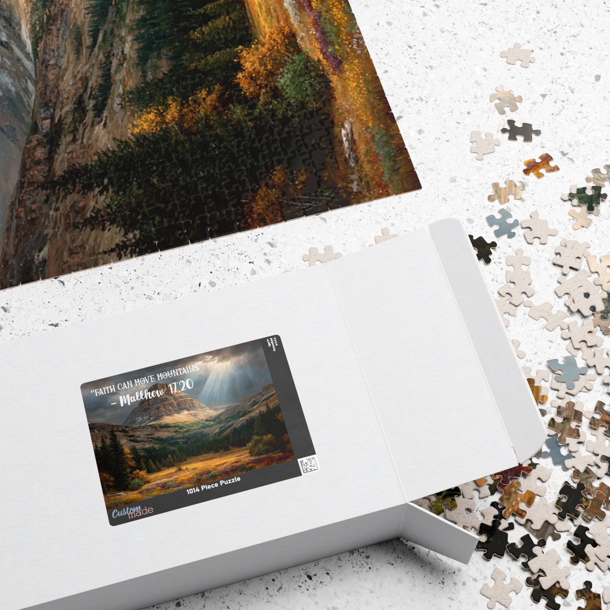 Faith Moves Mountains Jigsaw Puzzle - Inspirational Bible Quote Matthew 17:20, Gift for Christian Nature Lover, Spiritual Gift Puzzle The Puzzle Chest