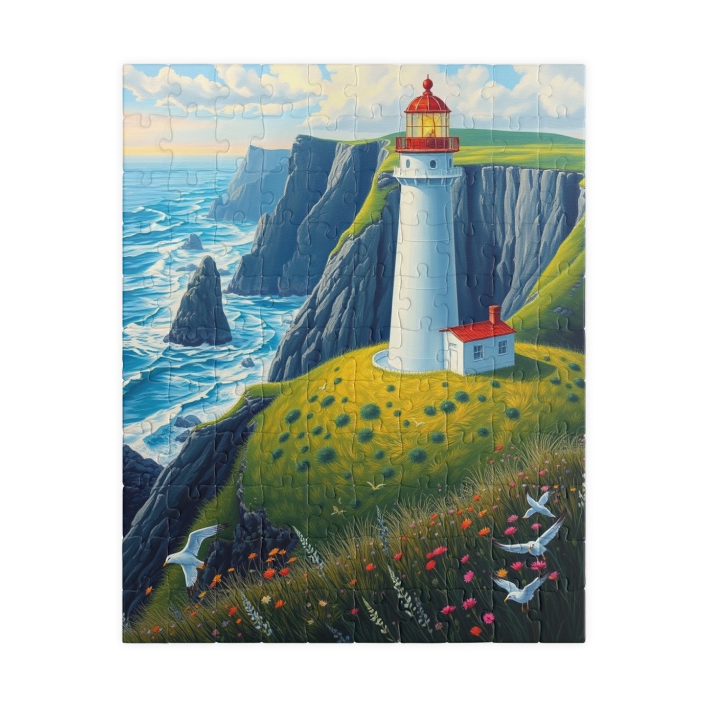Lighthouse Puzzle - 110 252 520 1014-Piece, Coastal Decor, Gift for Puzzle Lovers, Ocean Scene Challenge, Family Activity 110 pcs (Vertical) Puzzle The Puzzle Chest