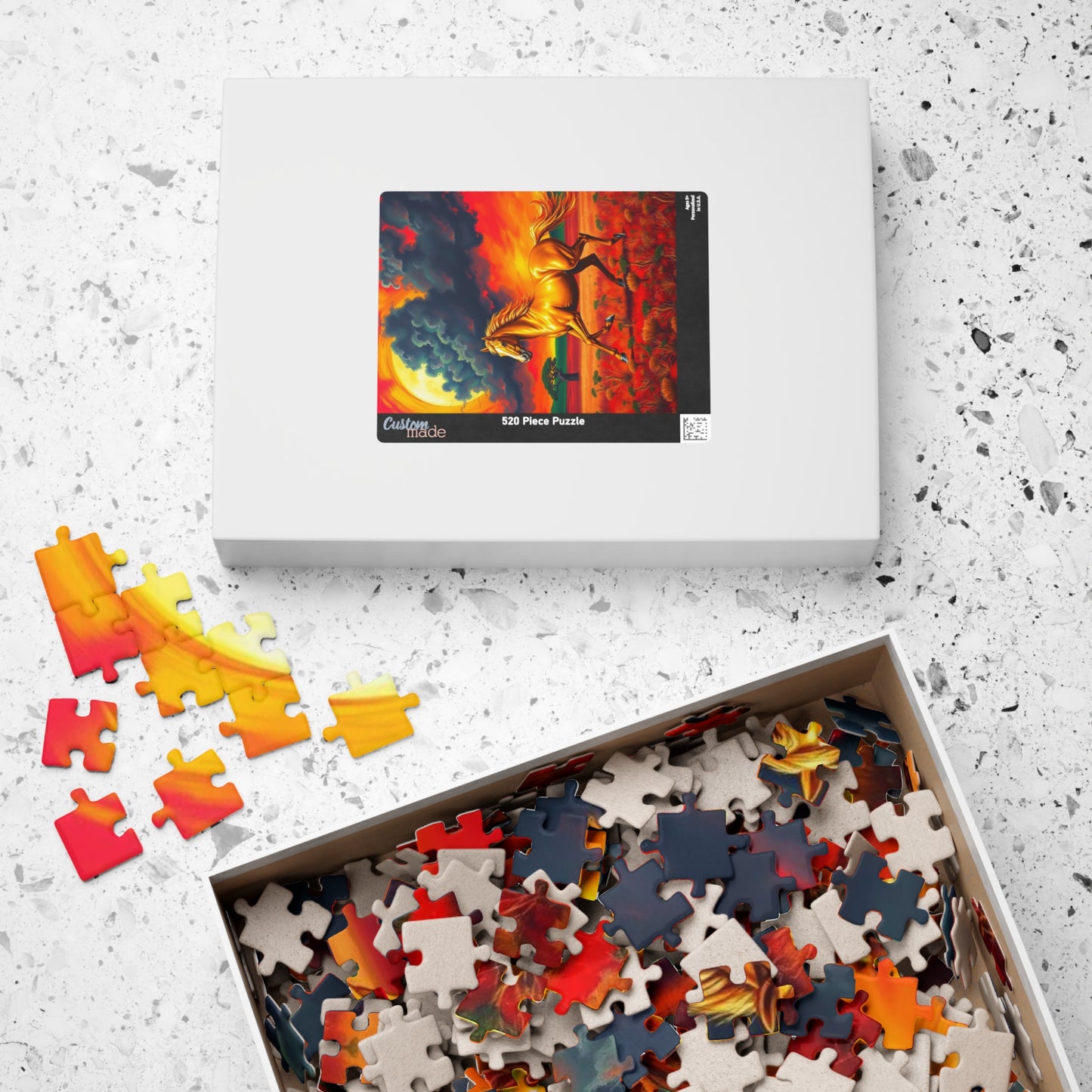 Golden Horse Sunset Puzzle, Art Equestrian Jigsaw Puzzle Game, Gift for Horse Lover, Family Night Mindful Home Entertainment, Adult Puzzle The Puzzle Chest