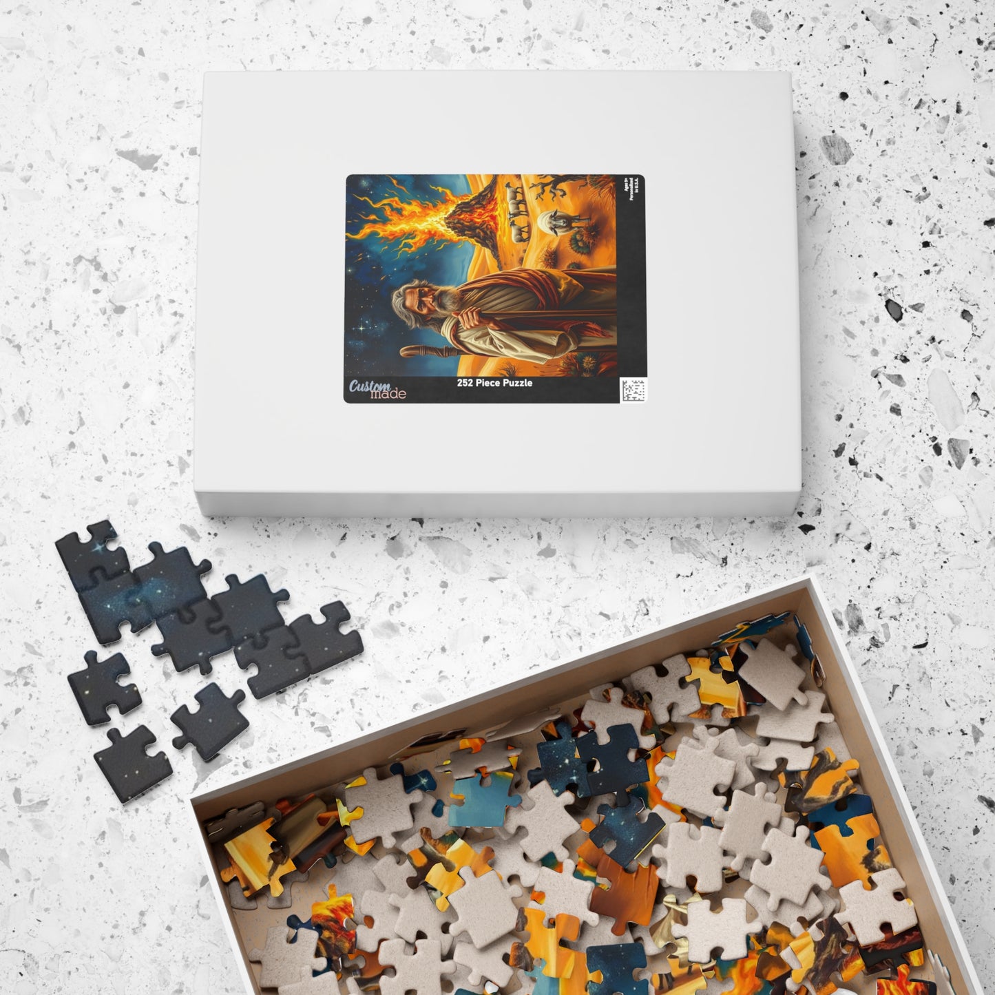 Religious Art Jigsaw Puzzle, 110-1014 Piece Burning Bush Christian Spiritual Gift, Faith-Based Family Game Bible Story Illustration, Mindful Puzzle The Puzzle Chest