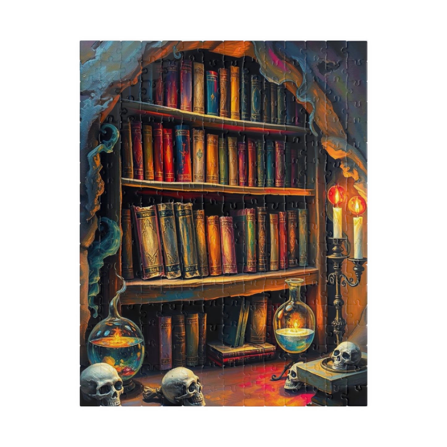 Mystical Bookshelf Puzzle - Enchanting Halloween Jigsaw Puzzle for Adult Gift for Book Lover, Therapeutic Fun Family or Solo Game