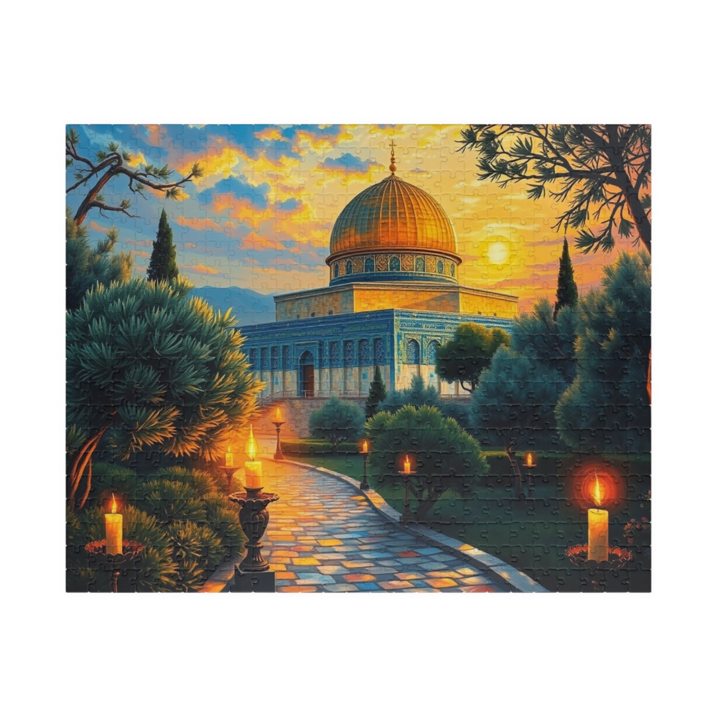 Dome of the Rock Jigsaw Puzzle, Famous Historical Religious Landmark, Islamic Faith Based Game, Jerusalem Art Gift for Travel Lover 520 pcs (Horizontal) Puzzle The Puzzle Chest
