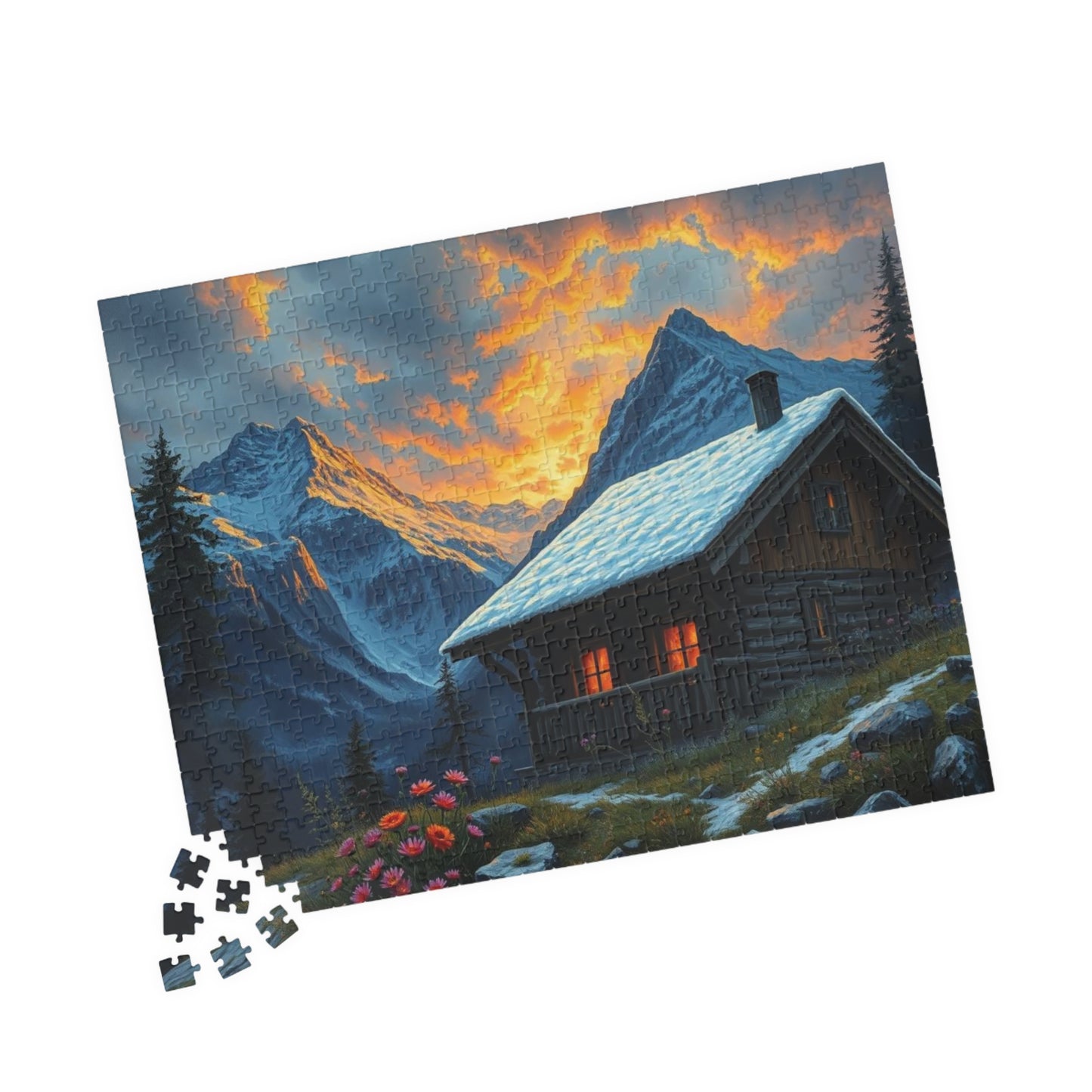 Mountain Cabin Puzzle - Cozy Atmosphere, Nature Lovers Gift, Family Activity, Mindful Challenge, 110 to 1014-Piece Options Puzzle The Puzzle Chest