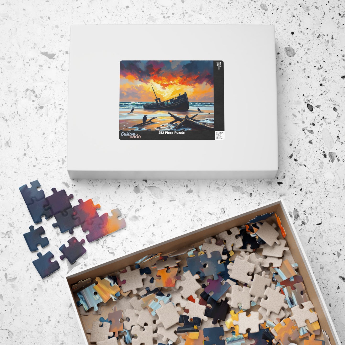 Solitude at the Shore Jigsaw Puzzle, Sunset Landscape Shipwreck, Gothic Puzzle, Dark Art Puzzle, Solo Fun, Game Night, Gift for Puzzle Lover Puzzle The Puzzle Chest