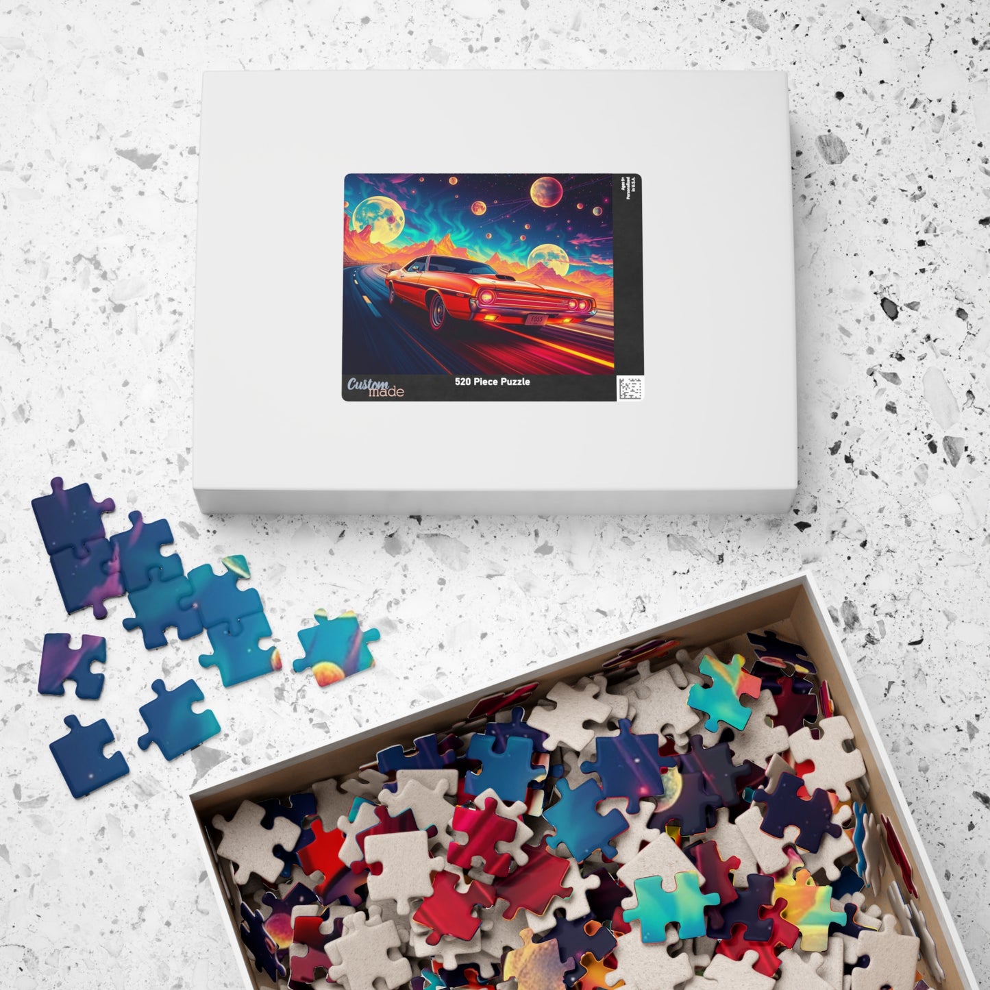 Retro Car Jigsaw Puzzle - Cosmic Scene, Gifts for Car Lovers, Nostalgic Mindfulness Activity for Family Game Night or Solo Fun, Brain Teaser Puzzle The Puzzle Chest