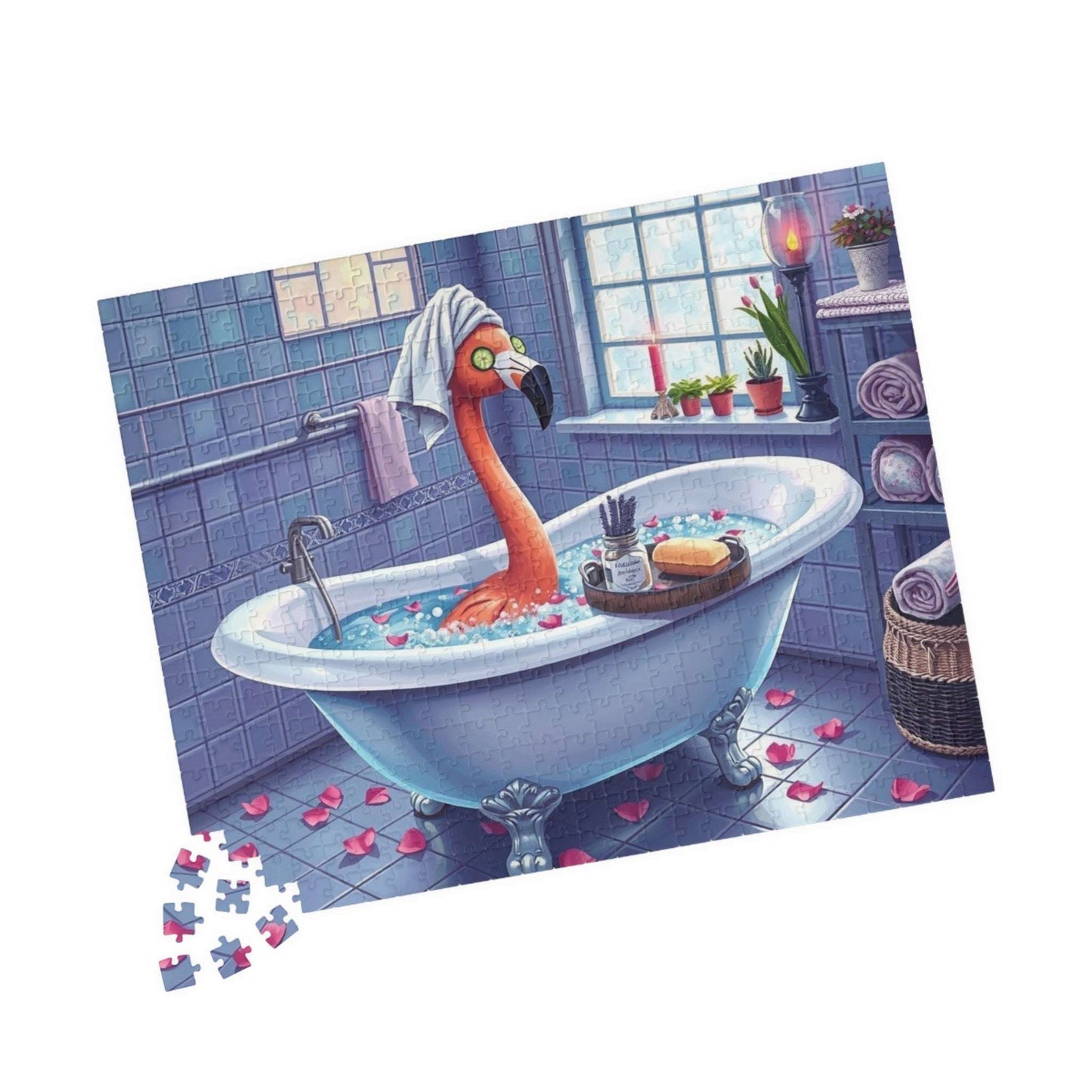 Flamingo in Bubble Bath - Fun and Whimsical Spa Puzzle, Unique Gift for Friends, Perfect for Family Fun, Birthday, or Spa Day Gathering