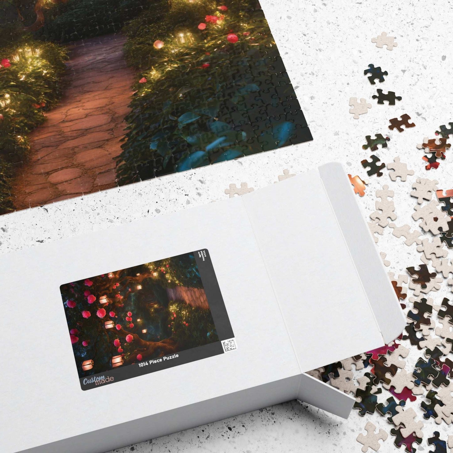 Camellia Flowers Nighttime Puzzle, Tranquil Lantern-Lit Floral Scene, Cozy and Relaxing Jigsaw Game for Adults, Ideal Nature Lover Gift Puzzle The Puzzle Chest