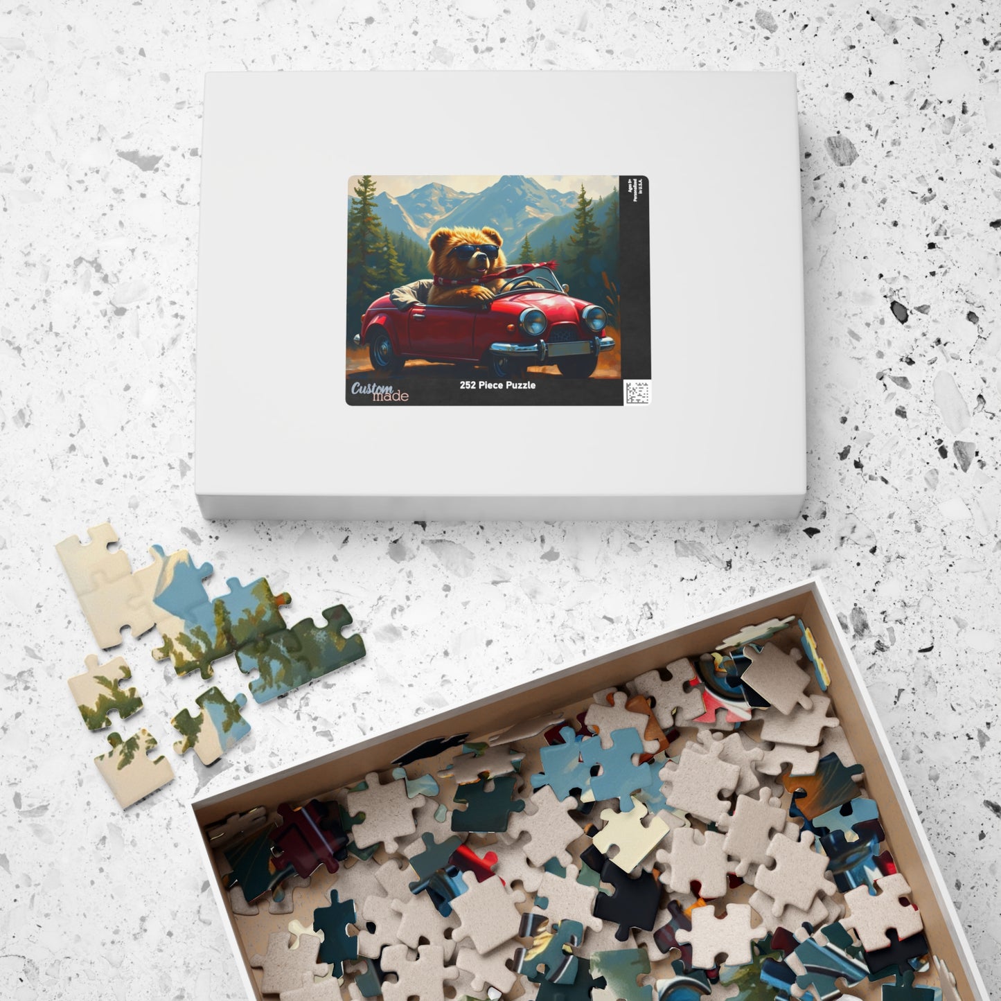 Adventurous Bear Jigsaw Puzzle for Adults, Fun Family Game Night, Mountain View Scenic Puzzle Artwork, Animal Lover Gift for Friend Puzzle The Puzzle Chest