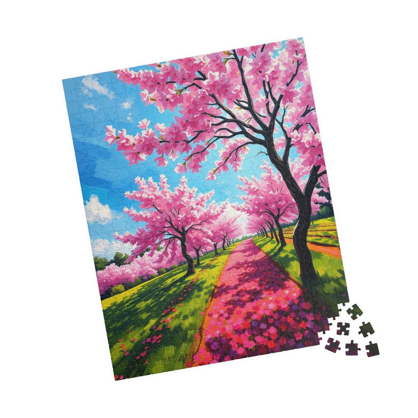 Cherry Blossom Landscape Puzzle, Beautiful 110-1014 Piece Jigsaw Puzzle, Perfect for Family Game Night, Birthday Gift Idea, Spring Decor Puzzle The Puzzle Chest