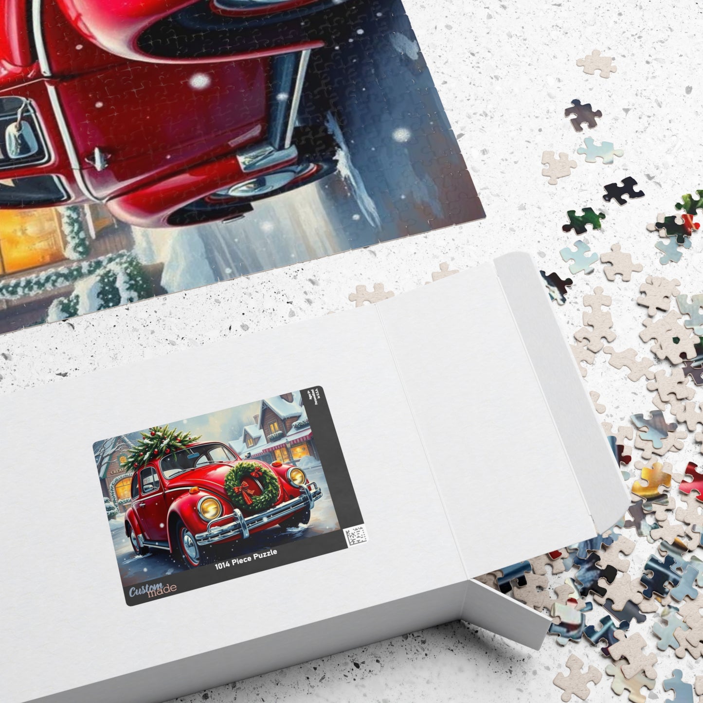 Winter Wonderland Jigsaw Puzzle - Christmas Vintage Car Theme, Retro Auto Holiday Gift for Families, Solo Winter Fun, 110-1014 Piece
