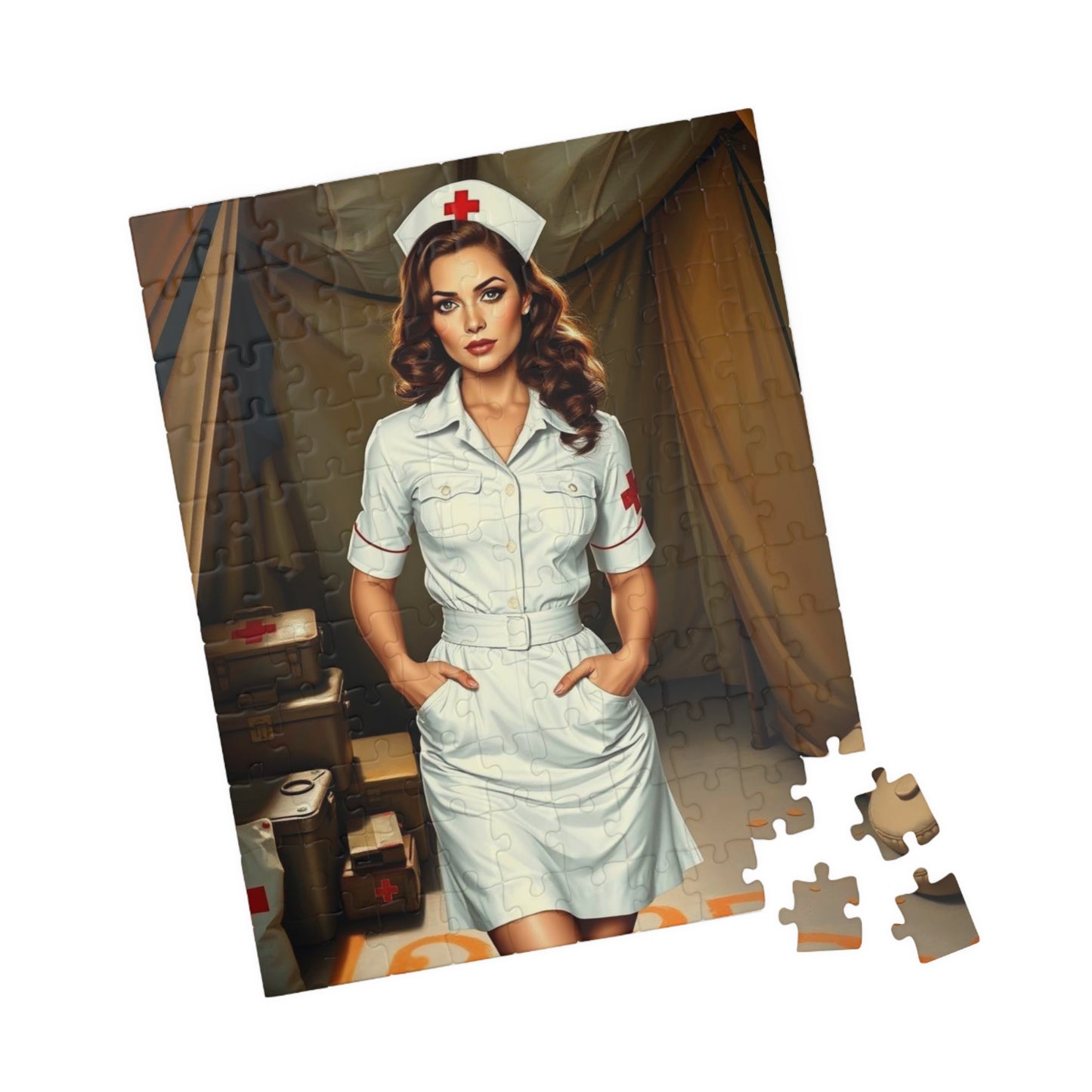 Vintage Nurse Jigsaw Puzzle, Retro Art Puzzle Gift for Health Care Workers, Puzzle Loving Friends, Home Entertainment Fun Family Activity Puzzle The Puzzle Chest
