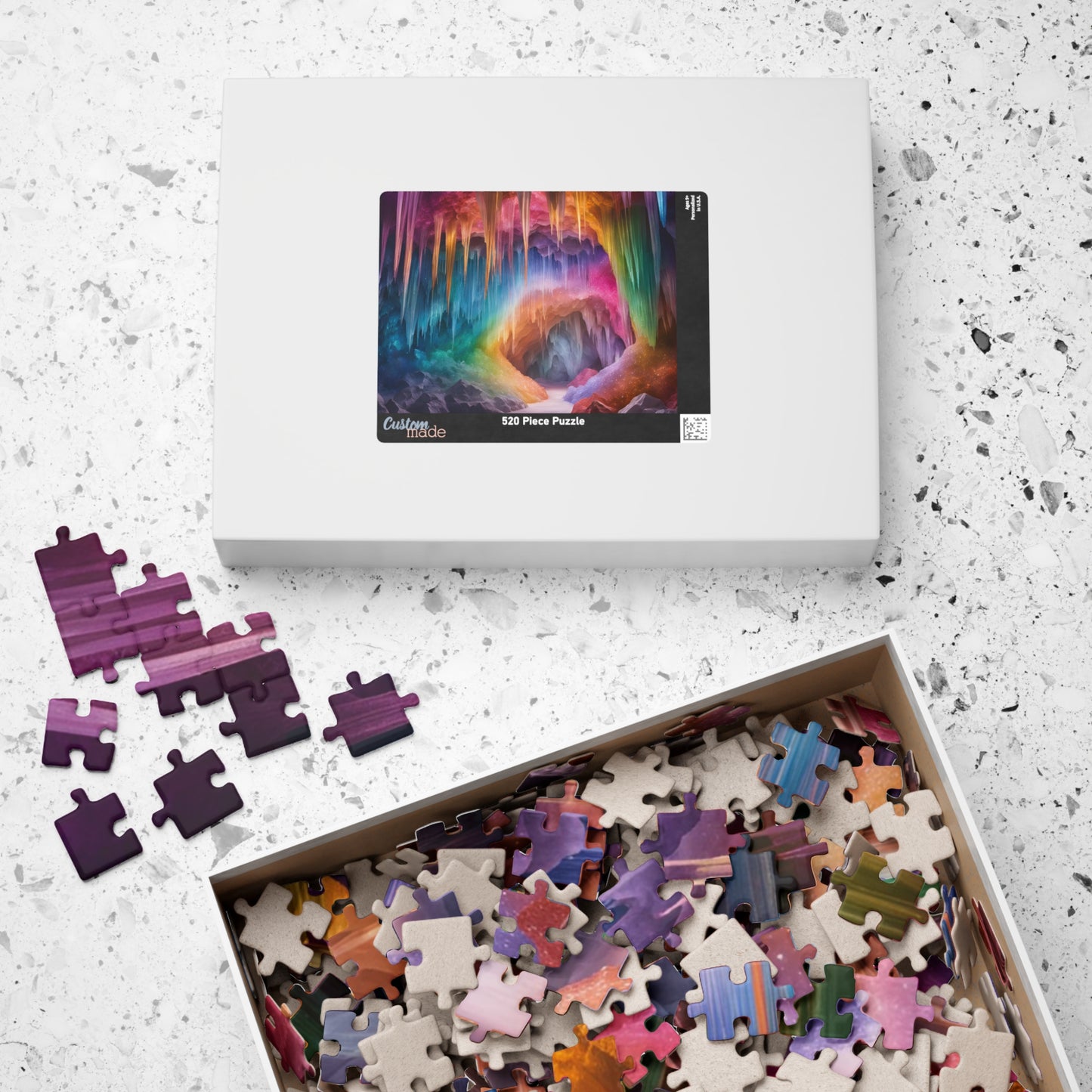 Crystal Craven Trippy Puzzle, Colorful Fantasy Mystical Rainbow Cave Scene, Challenging Jigsaw Game, Fun Family Activity, Meditation Tool Puzzle The Puzzle Chest