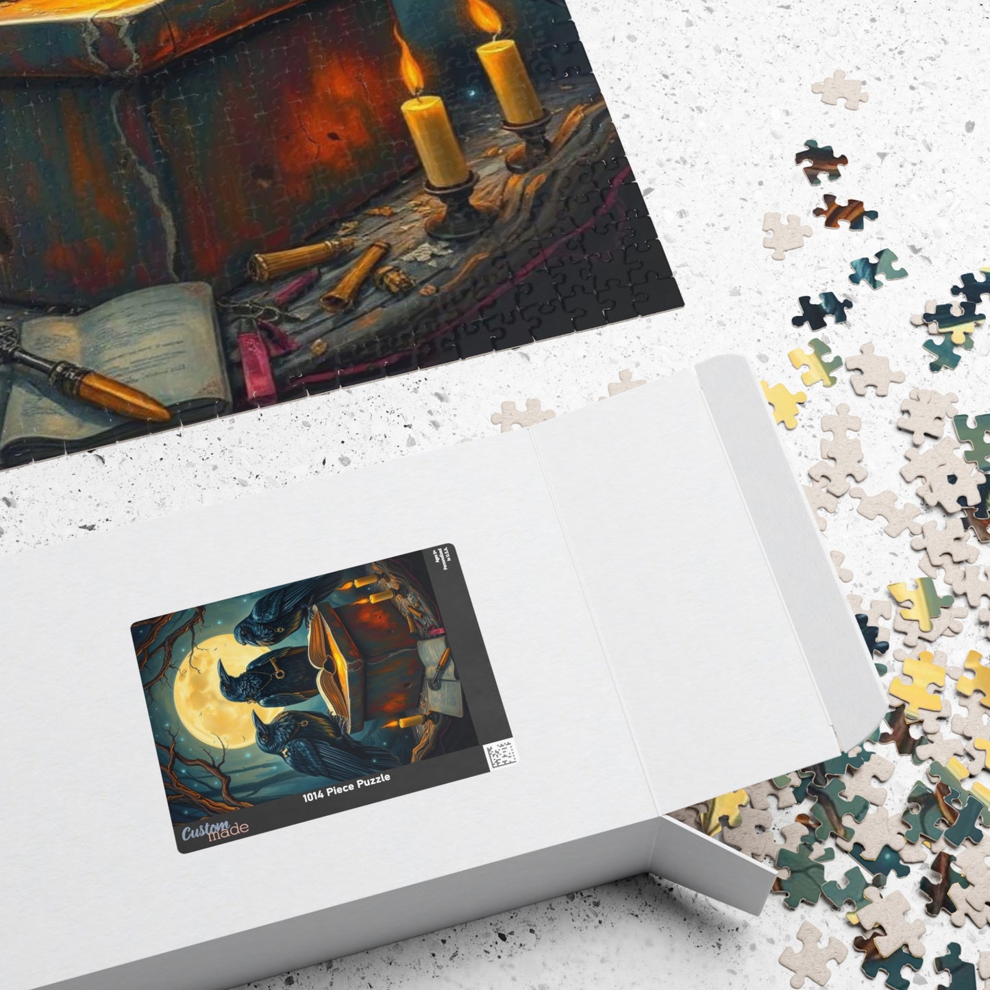 Ravens Court Jigsaw Puzzle for Adult Gothic Art Puzzle Lover, Mystical Dark Fantasy Game, Halloween Gift for Friend, Mindful Brain Teaser