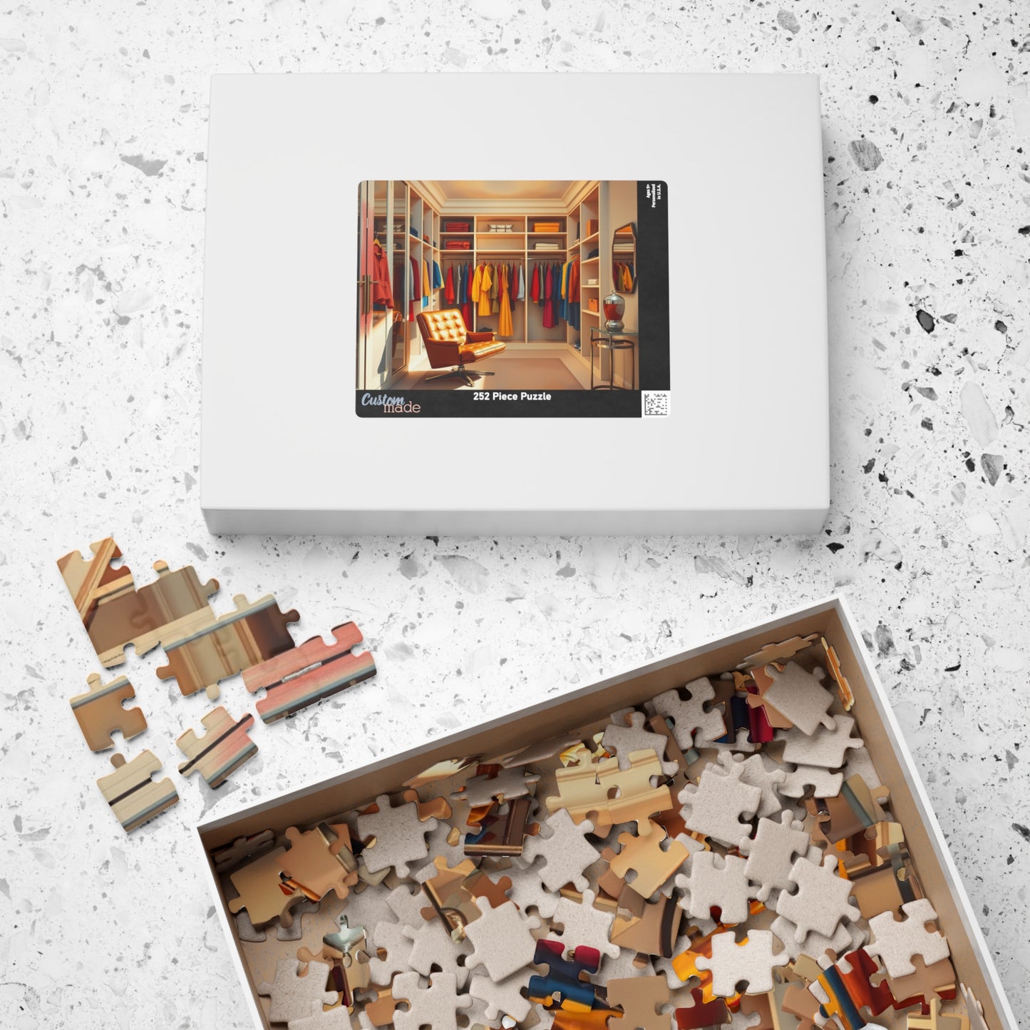 Walk-In Closet Jigsaw Puzzle (110, 252, 520, 1014-piece), Color-coded Clothing, Red Yellow Blue Minimalist Game, Gift for Fashion Lover