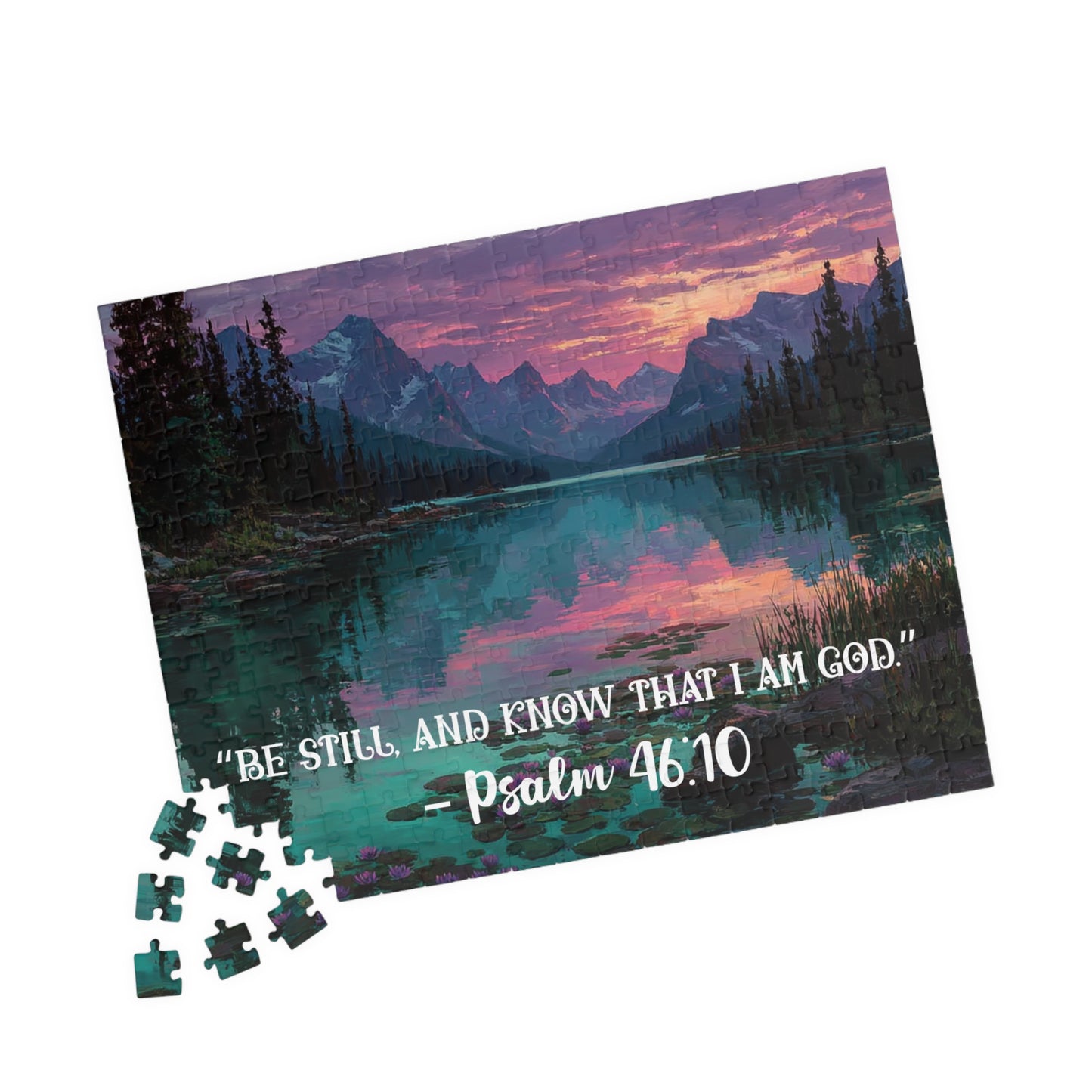 Still Waters – Peaceful Trust Jigsaw Puzzle, Inspirational Game Psalm 46:10 Quote, Spiritual Gift, Mindfulness Challenge 252 pcs (Horizontal) Puzzle The Puzzle Chest