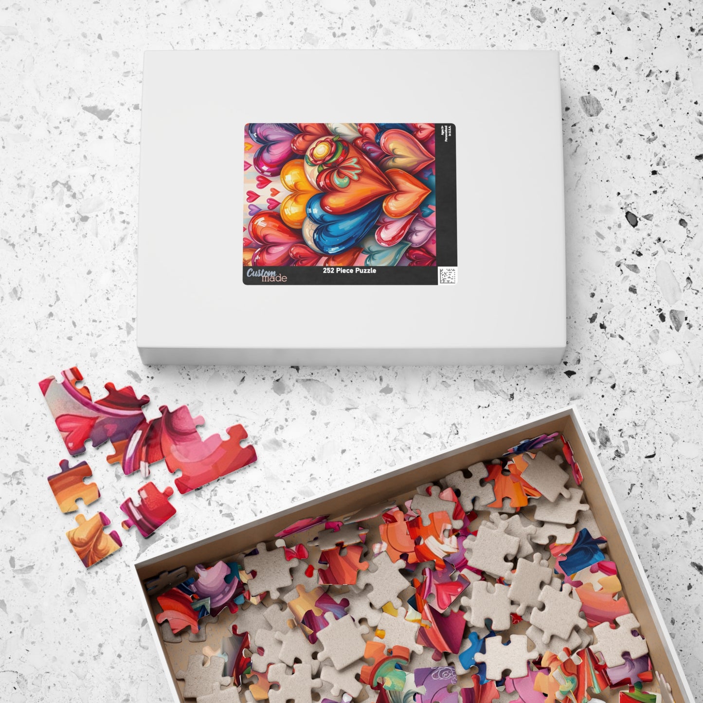 Romantic Heart Collage Puzzle, Love Jigsaw Game for Adults and Teens, Valentine's Day Activity, Bright Color Puzzle, Heart Pattern, Giftable Puzzle The Puzzle Chest