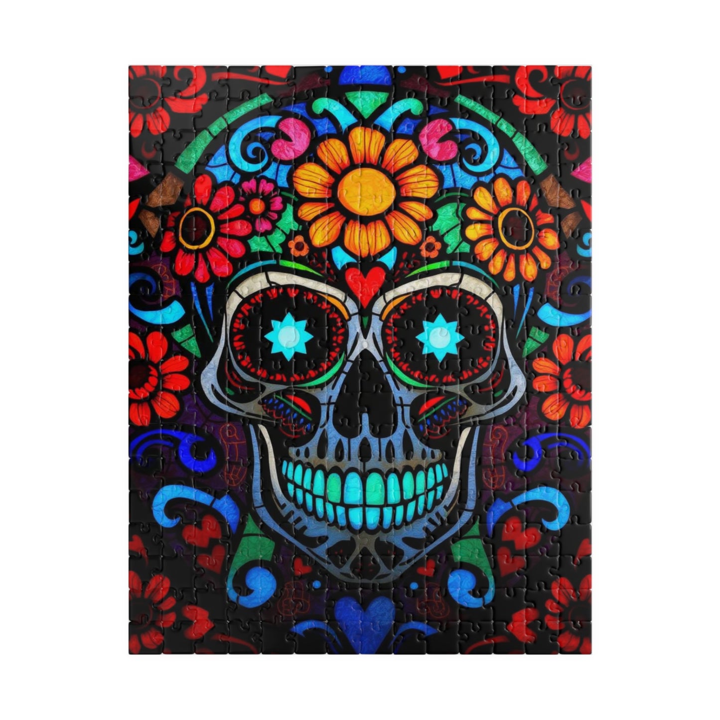 Vibrant Sugar Skull Puzzle - 110/252/520/1014 Pieces, Great Gift for Adults, Day of the Dead Decor, Fun Family Activity, Brain Teaser