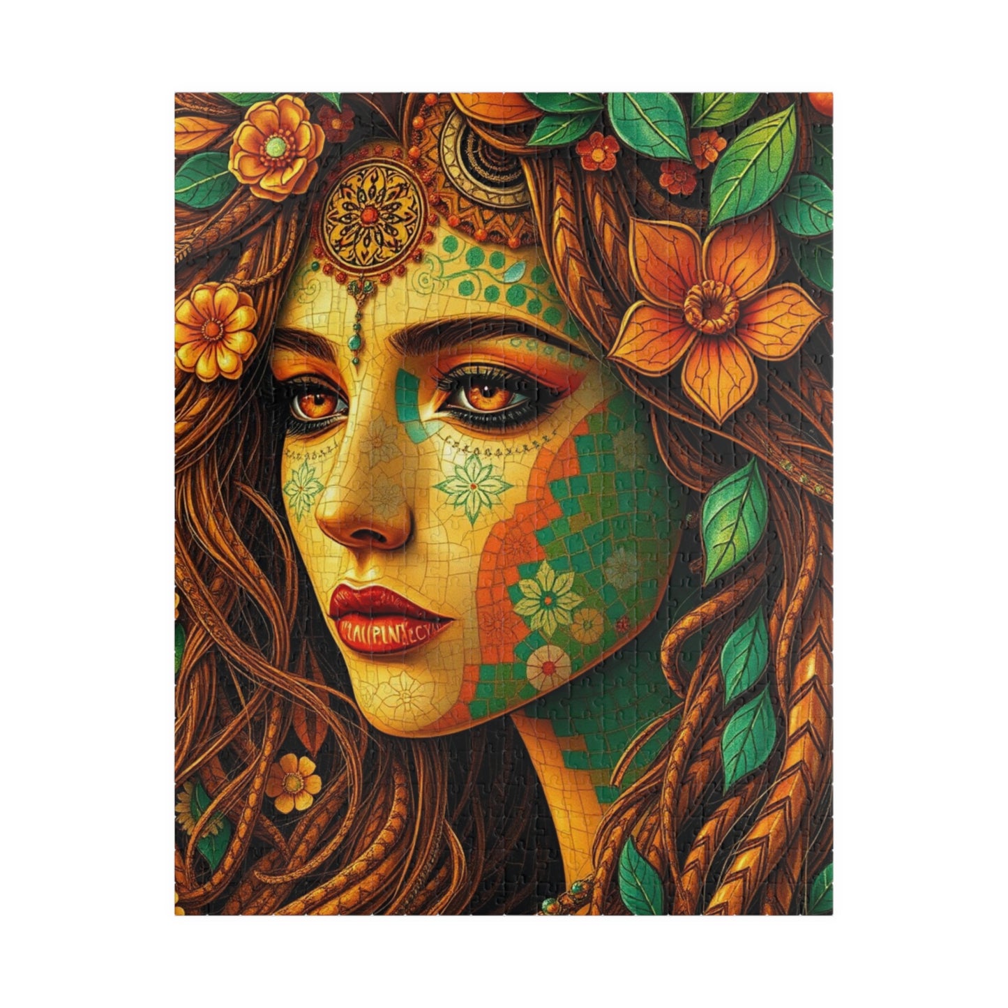 Mosaic Portrait Bohemian Woman Puzzle - Mystical Intricate Art Mindful Jigsaw Game for Adults, Gift for Her, Creative Entertainment, Hobby 520 pcs (Vertical) Puzzle The Puzzle Chest