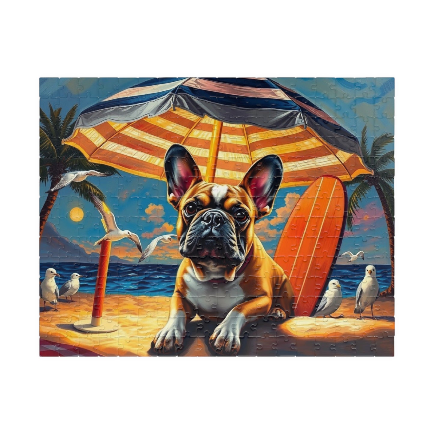 Beach Vibes Puzzle - French Bulldog, 110/252/520/1014-Piece, Fun Home Activity, Gifts for Dog Lovers, Family Game Night, Puzzle for Adults