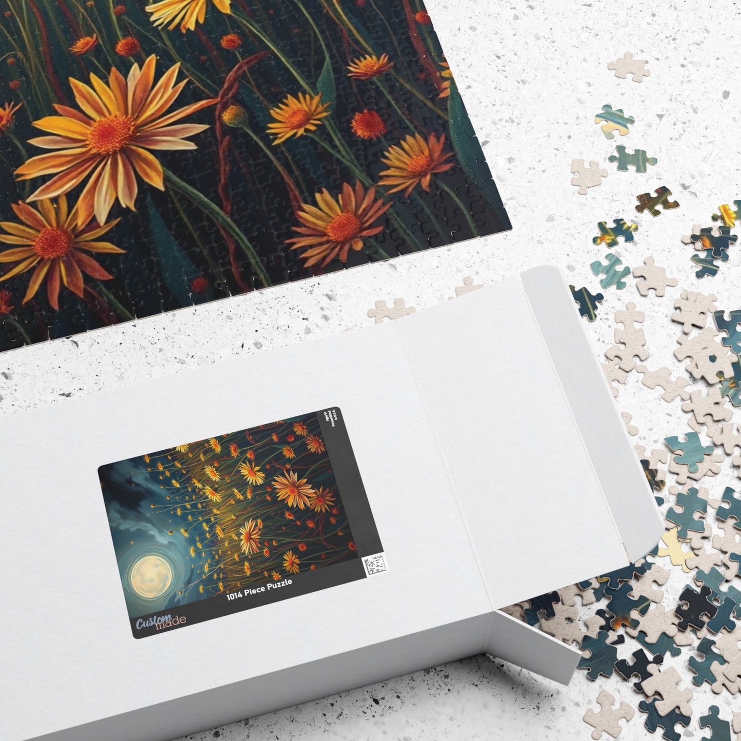 Eerie Wildflower Meadow Puzzle, Creepy Flowers Under a Full Moon, Nature-Inspired Floral Theme Dark Fantasy Jigsaw Game, Puzzle Lovers Gift Puzzle The Puzzle Chest