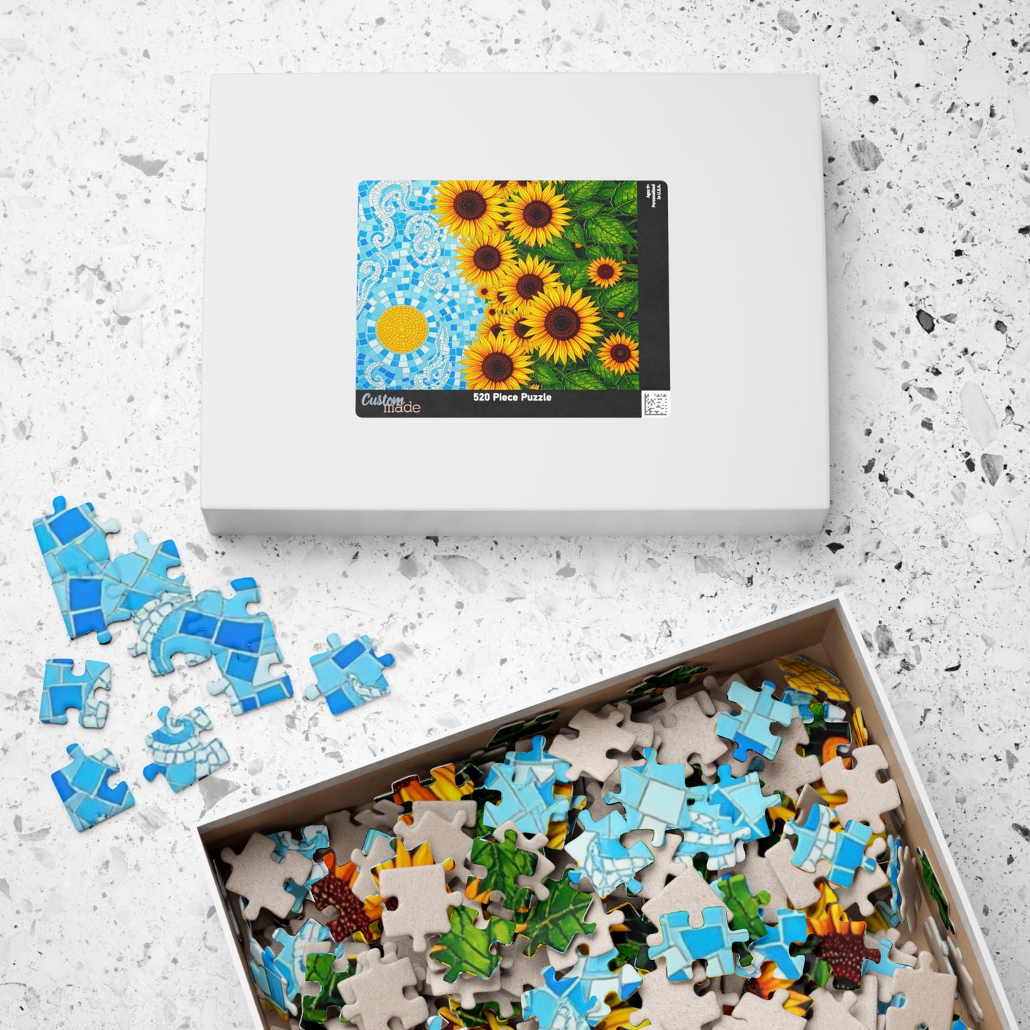 Mosaic Sunflower Puzzle - 110, 252, 520, 1014-piece Serene Floral Jigsaw Game for Adults, Home Decor, Nature Lover Gift, Relaxing Activity Puzzle The Puzzle Chest