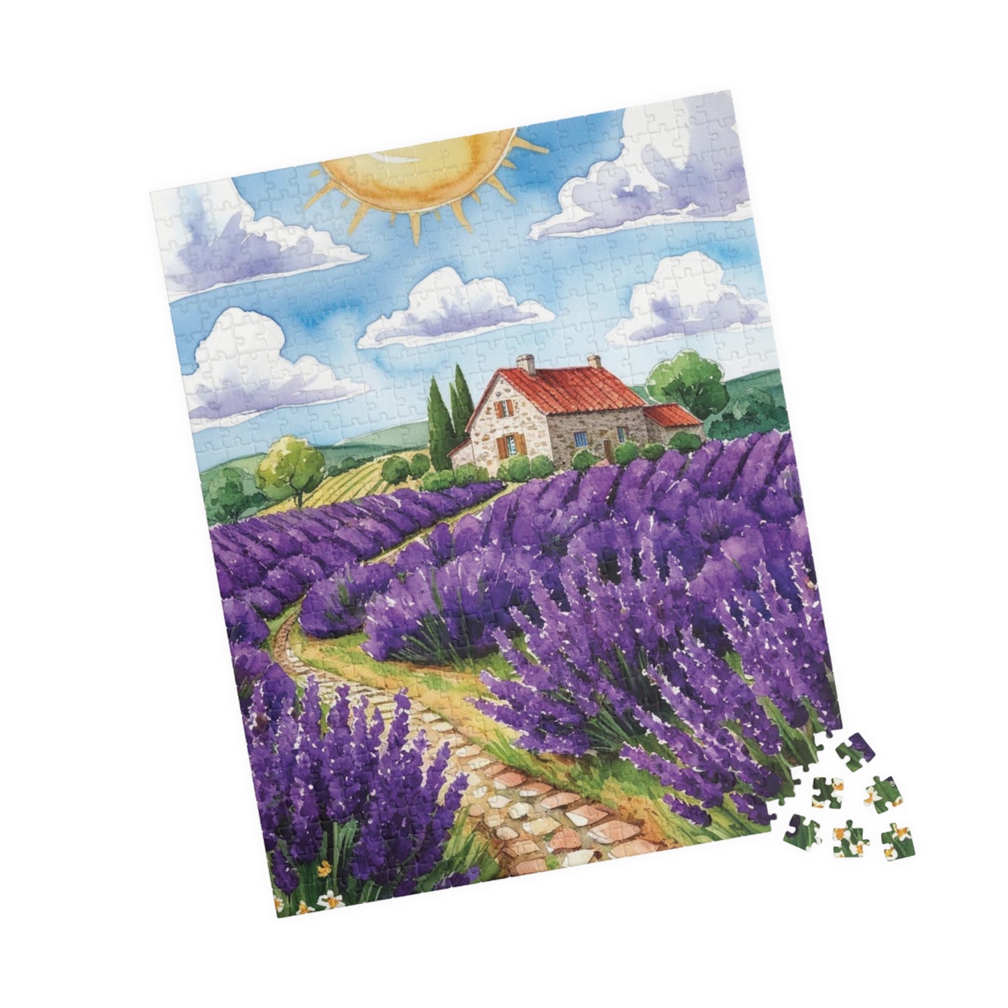 Lavender Field Landscape Puzzle, Relaxing Jigsaw Game for Adults, Mindful Activity, Home Decor Wall Art, Gift Idea for Puzzle Lover, Hobby Puzzle The Puzzle Chest