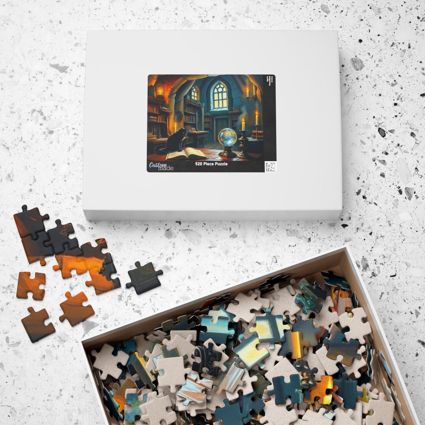 Mystical Library Puzzle, Enchanting Artwork Jigsaw, Cozy Game Night Activity, Cat Lovers Gift Puzzle The Puzzle Chest