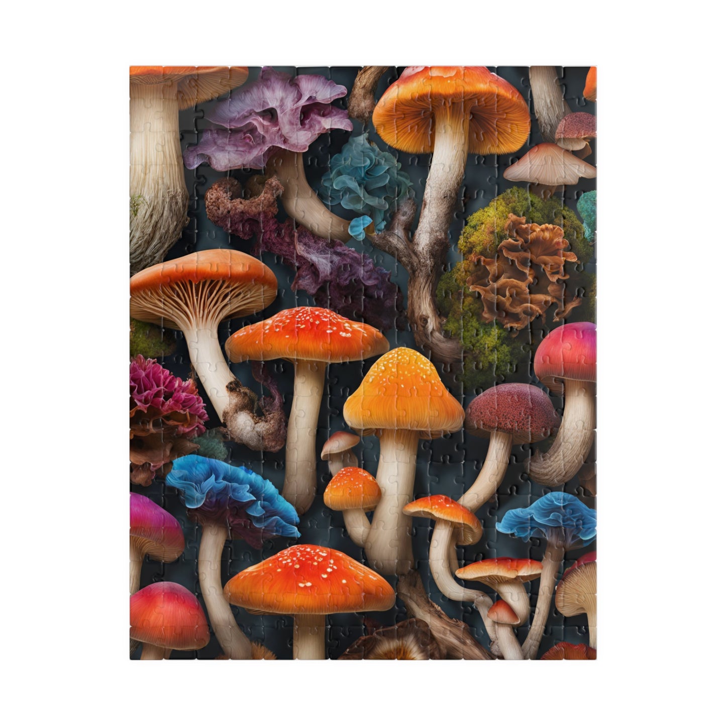 Mushroom Collage Puzzle, Colorful Toadstool Chaotic Jigsaw, 252 520 1014-Piece Game, Relaxing Mindfulness Activity, Gift for Nature Lover 252 pcs (Vertical) Puzzle The Puzzle Chest