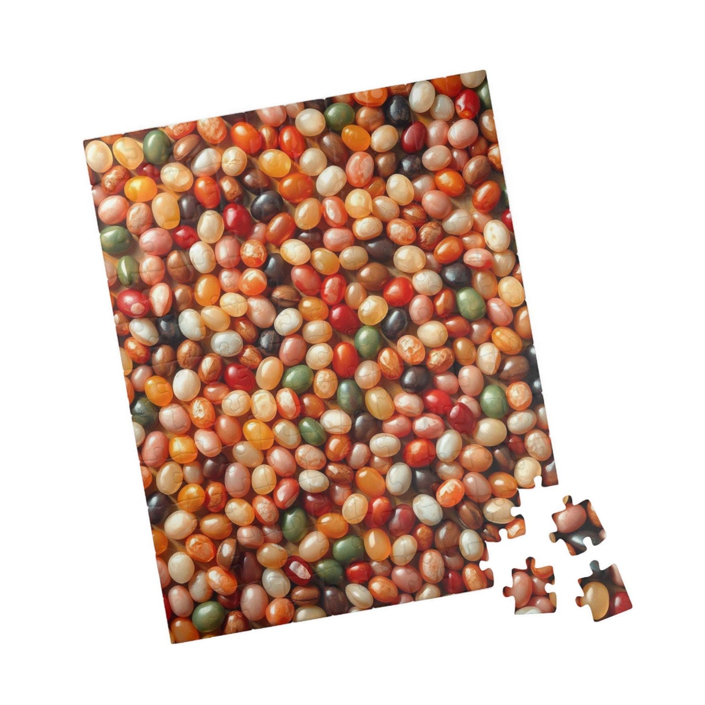 Chaotic Jelly Beans Puzzle, Vibrant Candy-Themed Jigsaw, Earth Tones Food Collage, Family Activity, Quiet Pastime, Foodie Puzzle Lover Puzzle The Puzzle Chest