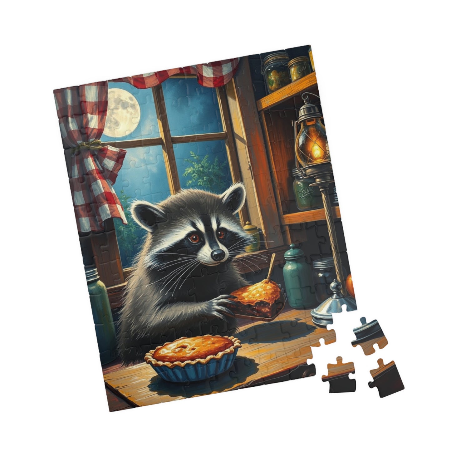 Charming Raccoon Puzzle - 110 to 1014 Pieces, Animal Stealing Pie, Cozy Home Décor, Family Fun, Gift for Nature Lovers, Indoor Activity Puzzle The Puzzle Chest