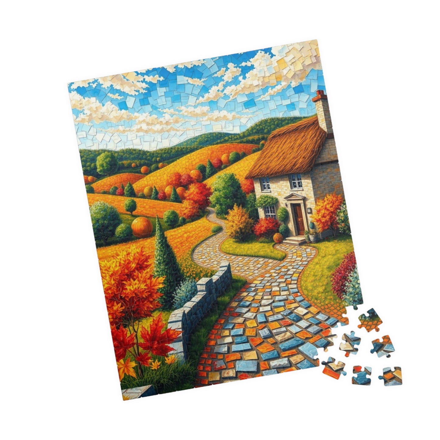 Autumn Landscape Mosaic Puzzle - 110/252/520/1014-Piece, Ideal for Family Game Night, Cozy Fall Decor, Nature Lover Gift, Relaxing Activity Puzzle The Puzzle Chest