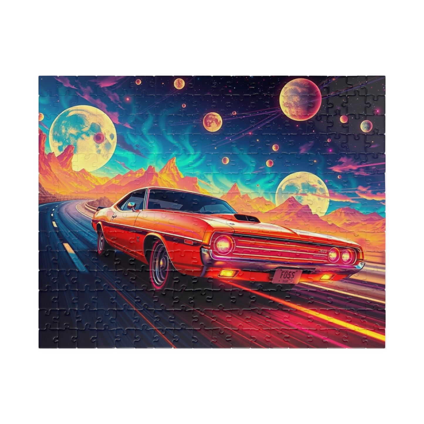 Retro Car Jigsaw Puzzle - Cosmic Scene, Gifts for Car Lovers, Nostalgic Mindfulness Activity for Family Game Night or Solo Fun, Brain Teaser 252 pcs (Horizontal) Puzzle The Puzzle Chest