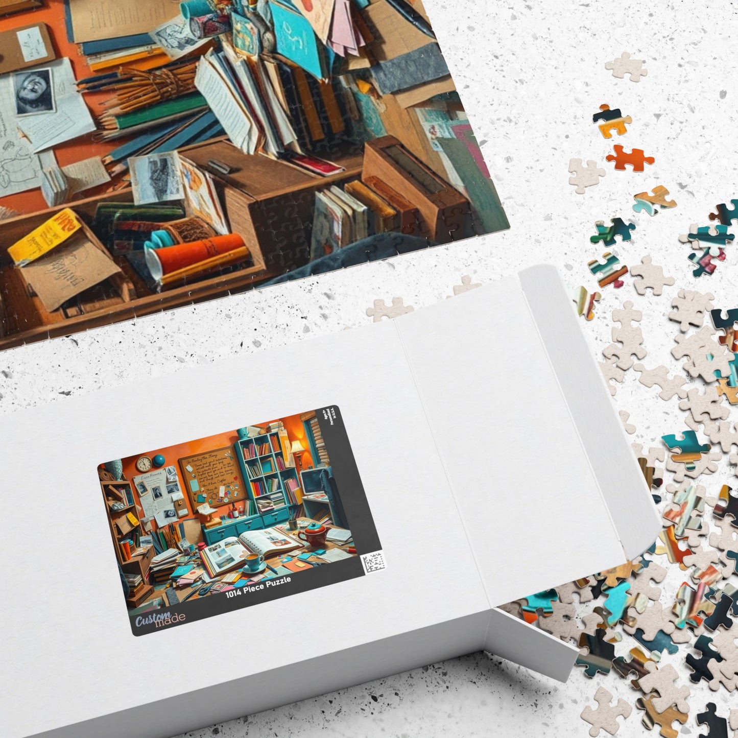 Vibrant Scrapbooking Studio Jigsaw Puzzle, Paper Crafting Table with Tools, DIY Art Scene, Hobby Gift, Puzzle Lover Art Enthusiast, Mindful Puzzle The Puzzle Chest