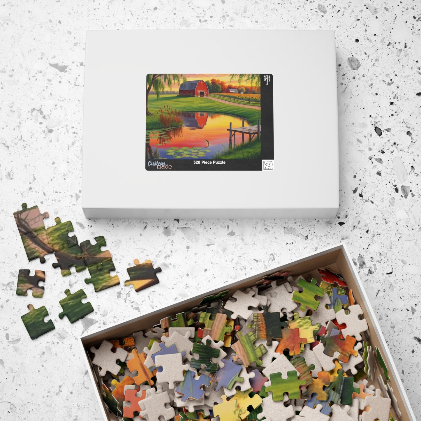 Farm Pond Puzzle, Scenic Nature Landscape Jigsaw Game, Perfect for Family Fun, Cozy Nights, Gifts Puzzle The Puzzle Chest