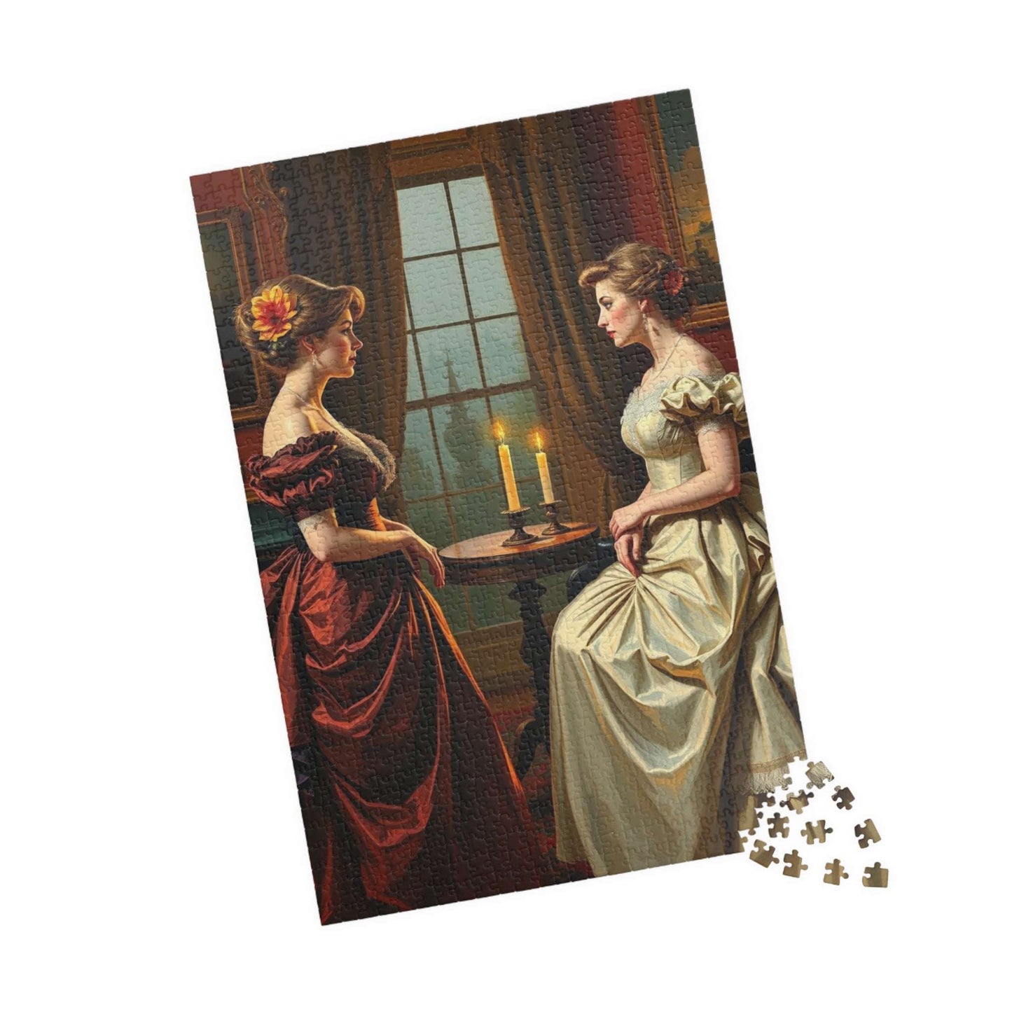 Jigsaw Puzzle, Victorian Women in Elegant Gowns, Candlelit Parlor Design, 110 252 520 1014 Pieces, Relaxing Activity, Home Decor, Gift Idea, Puzzle The Puzzle Chest