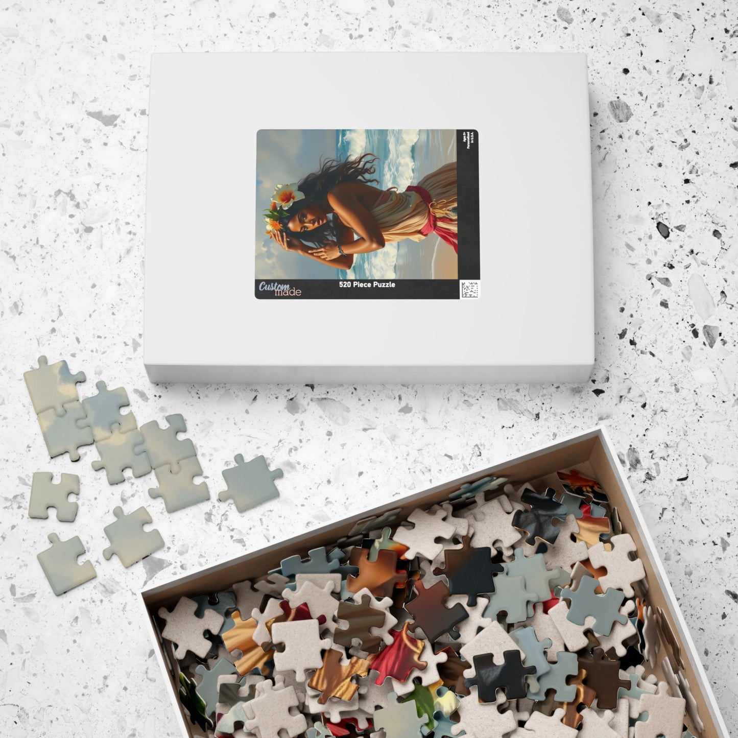 Polynesian Cultural Jigsaw Puzzle, Hula Dancer Beach Scene, Coastal Art-Inspired Quiet Time Activity for Puzzle Lover Art Enthusiast, Gift Puzzle The Puzzle Chest