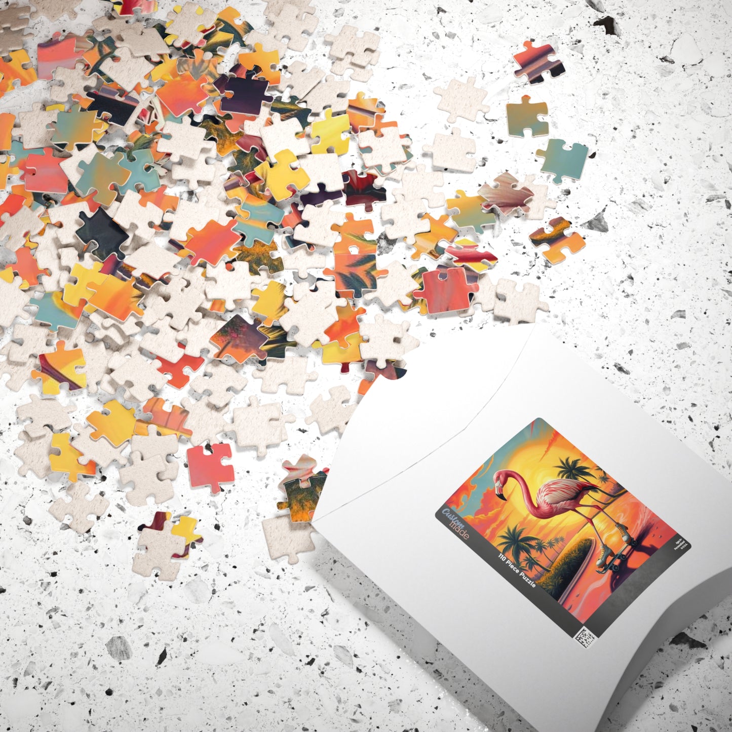 Retro Flamingo Skateboarding Puzzle, Pop Art Jigsaw Game, Fun Indoor Activity, Gift for Puzzle Lover, Family Game Night, Unique Brain Teaser Puzzle The Puzzle Chest