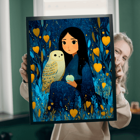 Watercolor Moonlit Orchard Jigsaw Puzzle - Girl and Owl, Storybook Art Game for Mindful Gift, Home Entertainment, Family Fun, Brain Teaser Puzzle The Puzzle Chest