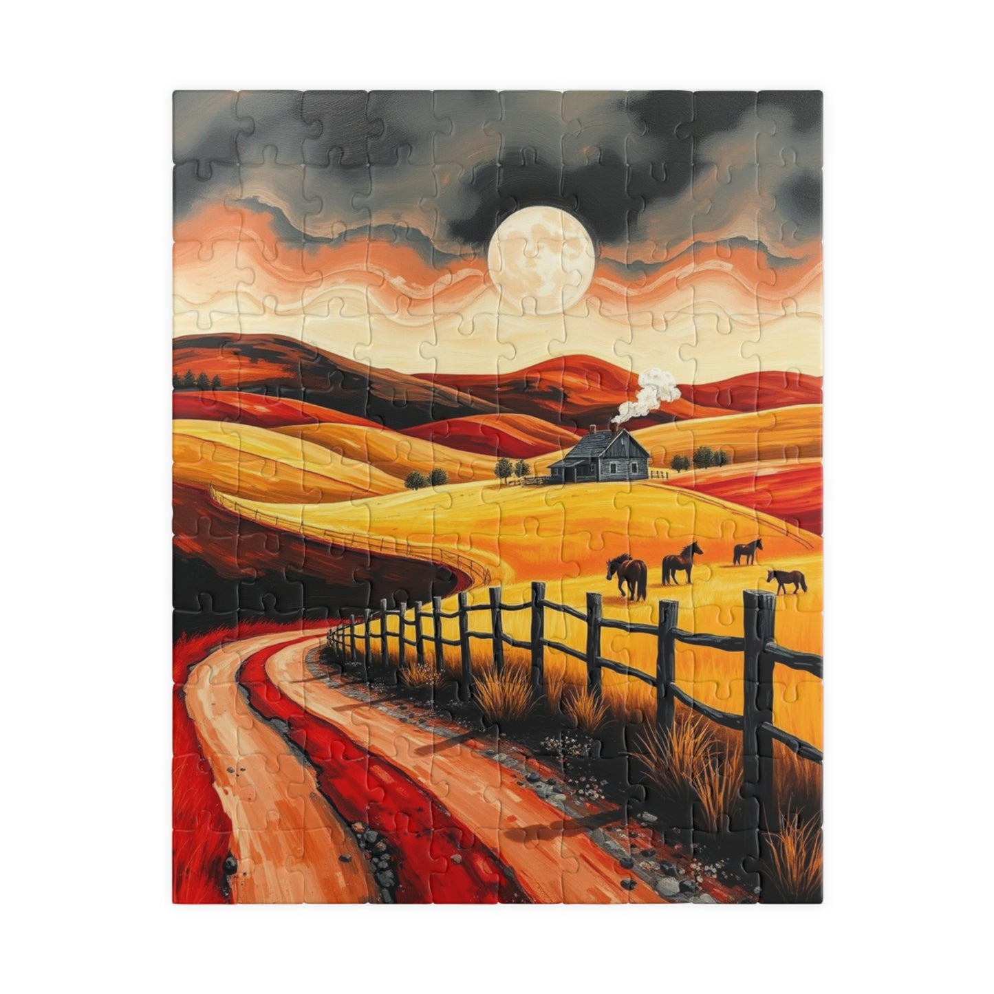 Sunset Pastoral Scene Puzzle - Tranquil Jigsaw for Family Fun, Gift for Friends, Home Decor, Cozy Nights 110 pcs (Vertical) Puzzle The Puzzle Chest