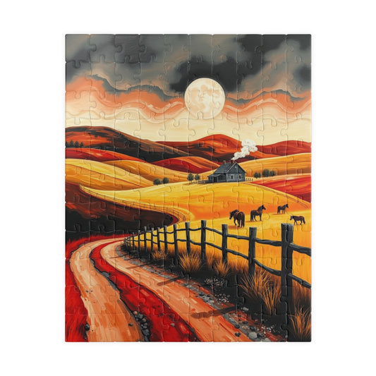 Sunset Pastoral Scene Puzzle - Tranquil Jigsaw for Family Fun, Gift for Friends, Home Decor, Cozy Nights 110 pcs (Vertical) Puzzle The Puzzle Chest